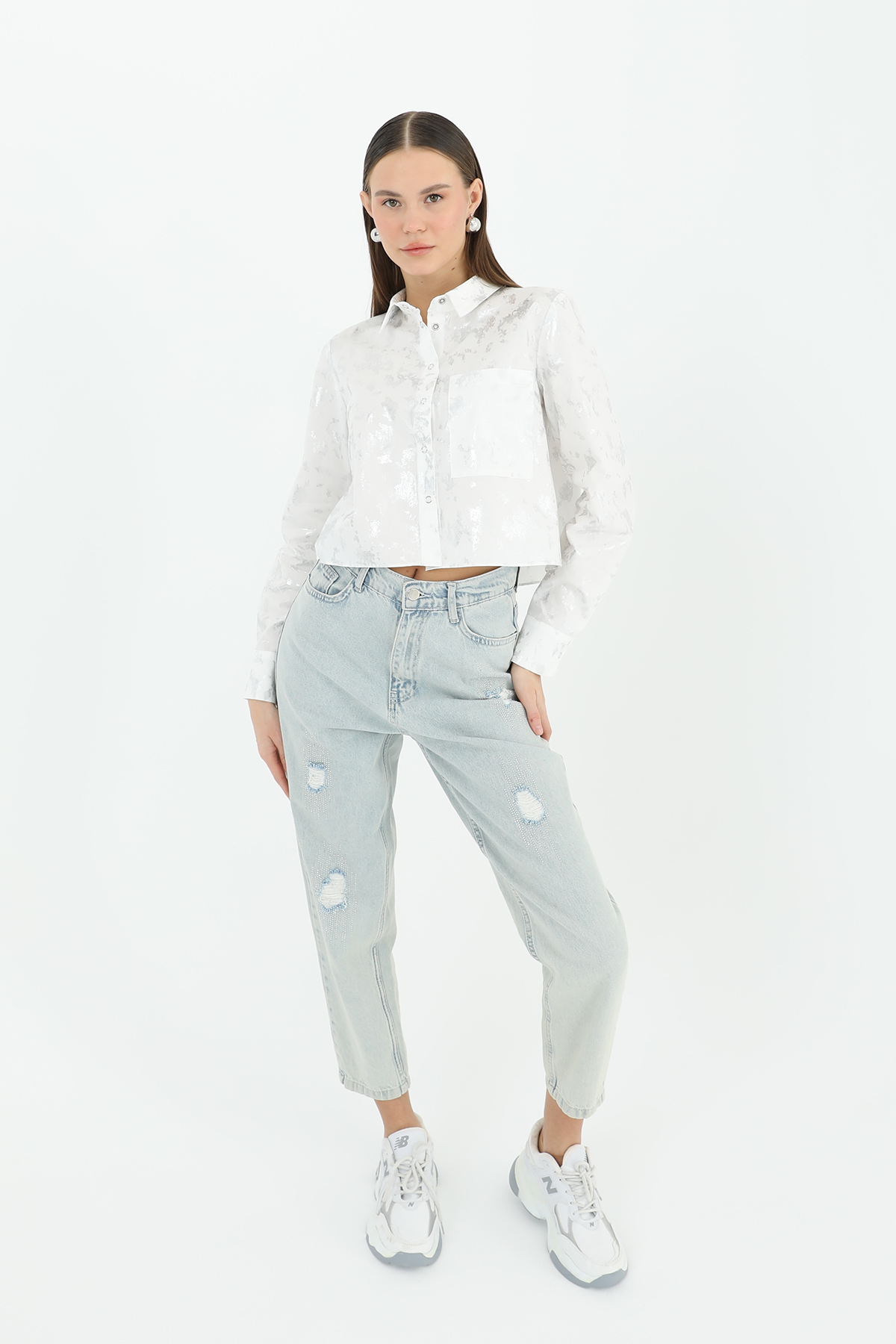 White Polo Neck Crop Shirt Buttoned Long Sleeve – Brand: SOUL – Women & Kids, Baby Clothes Wholesale – TheBS Women