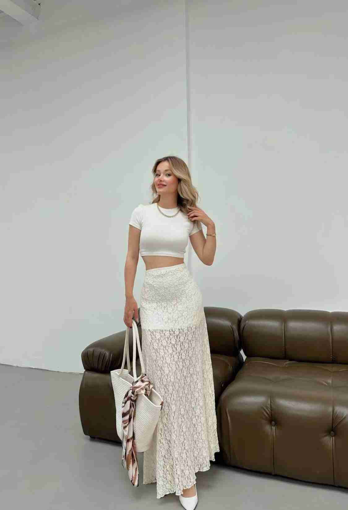 White Elegant Casual Sexy Flared Maxi Skirt - Brand: Fiori - Women & Kids, Baby Clothes Wholesale - TheBS Women