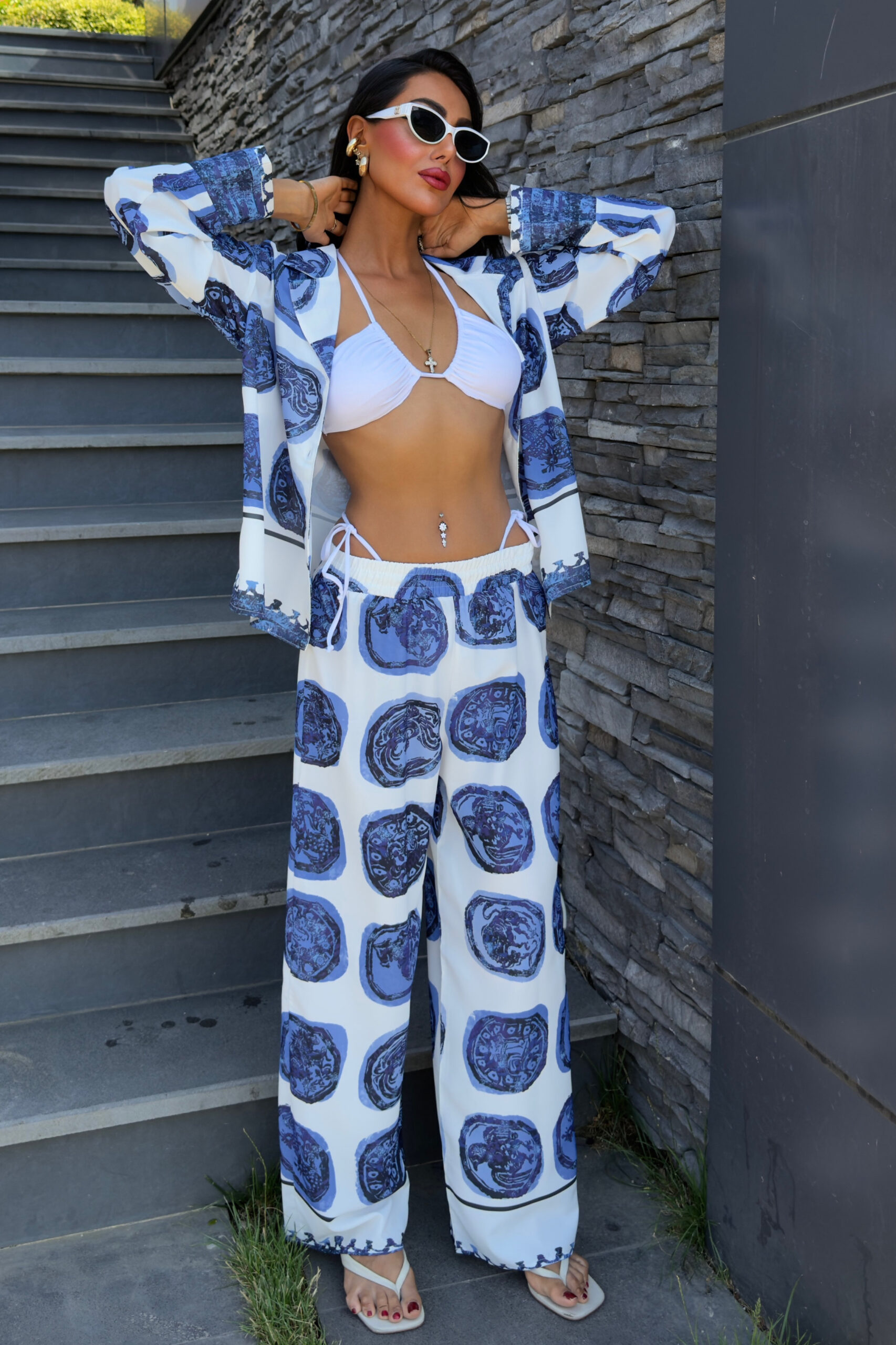 Patterned Satin Suit - Multicolor - Brand: Sobe Istanbul - Women & Kids, Baby Clothes Wholesale - TheBS Women