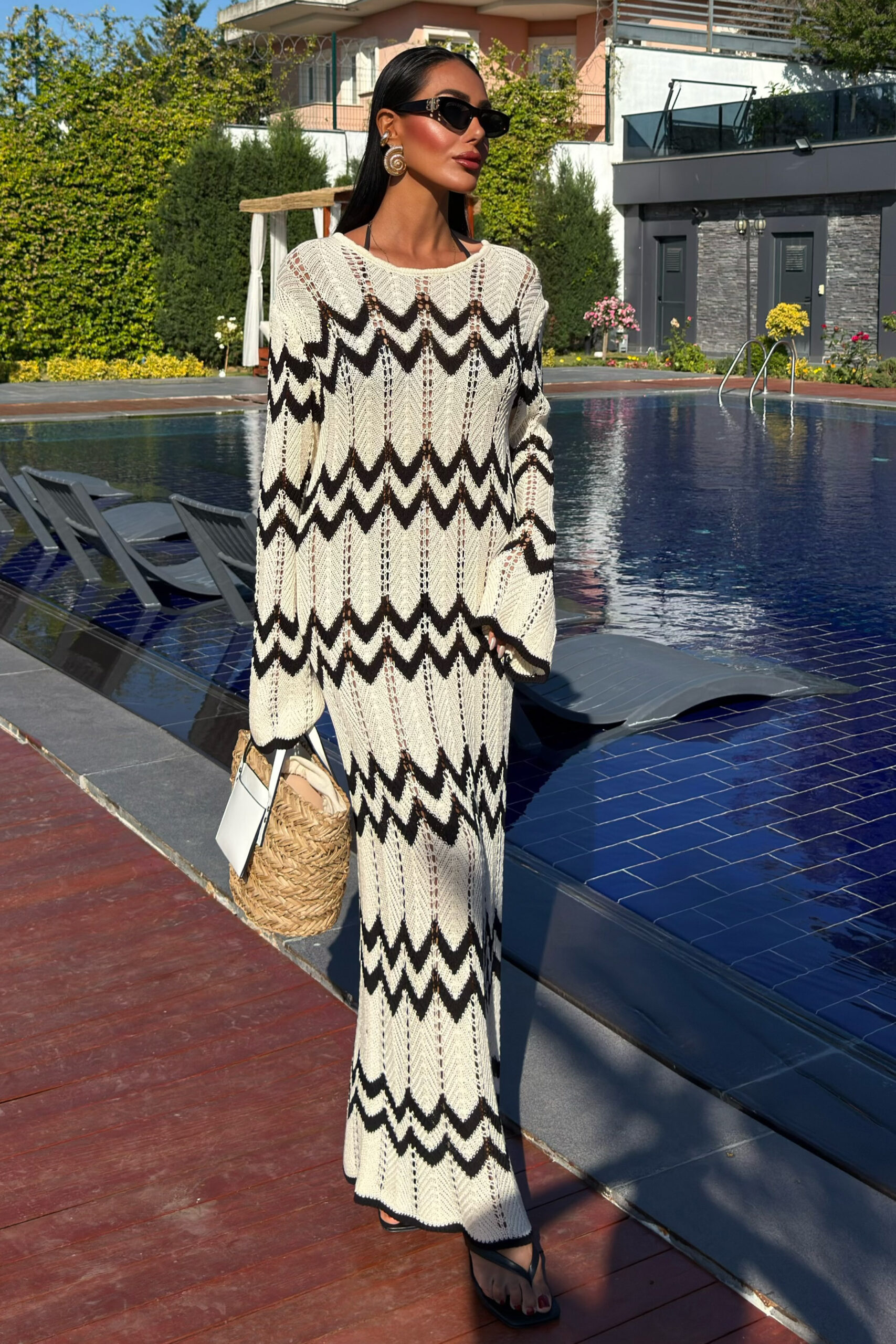 Openwork Dress With Beaded Detail - Multicolored - Brand: Sobe Istanbul - Women & Kids, Baby Clothes Wholesale - TheBS Women