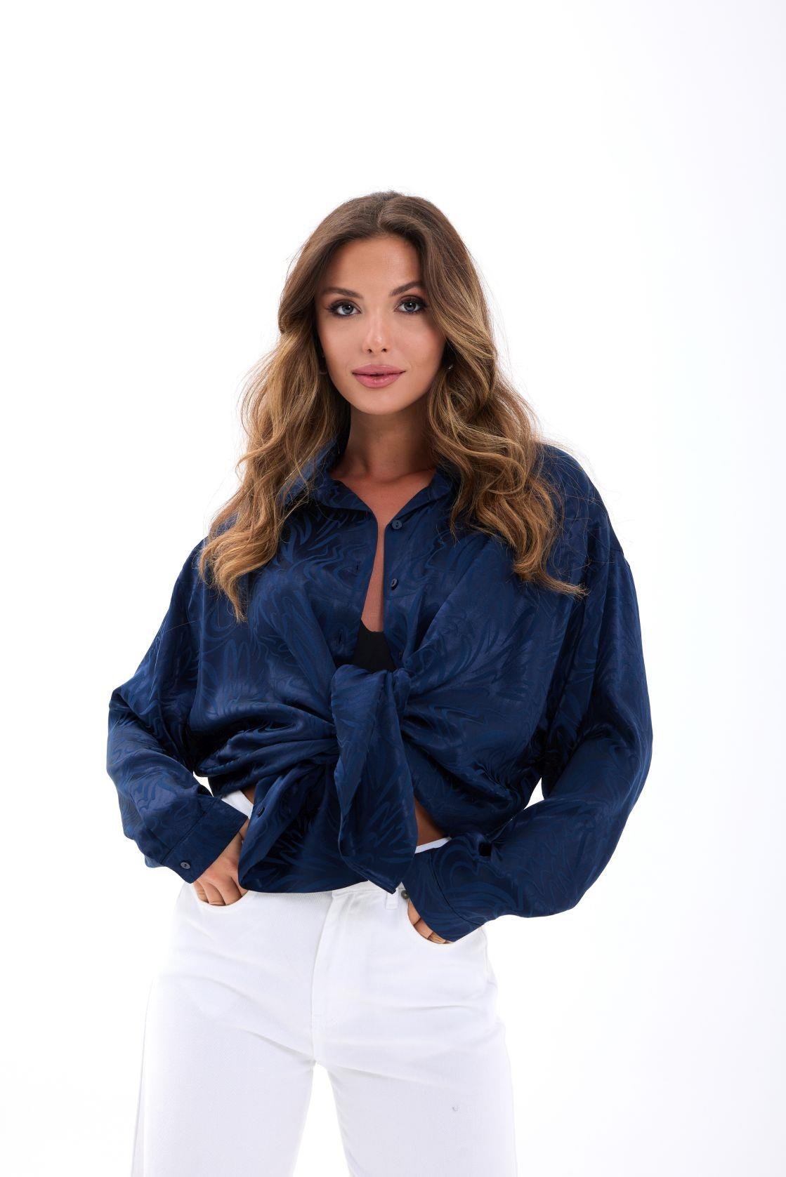 NavyOversized Fit Marble Crop Shirt - Brand: Fame - Women & Kids, Baby Clothes Wholesale - TheBS Women