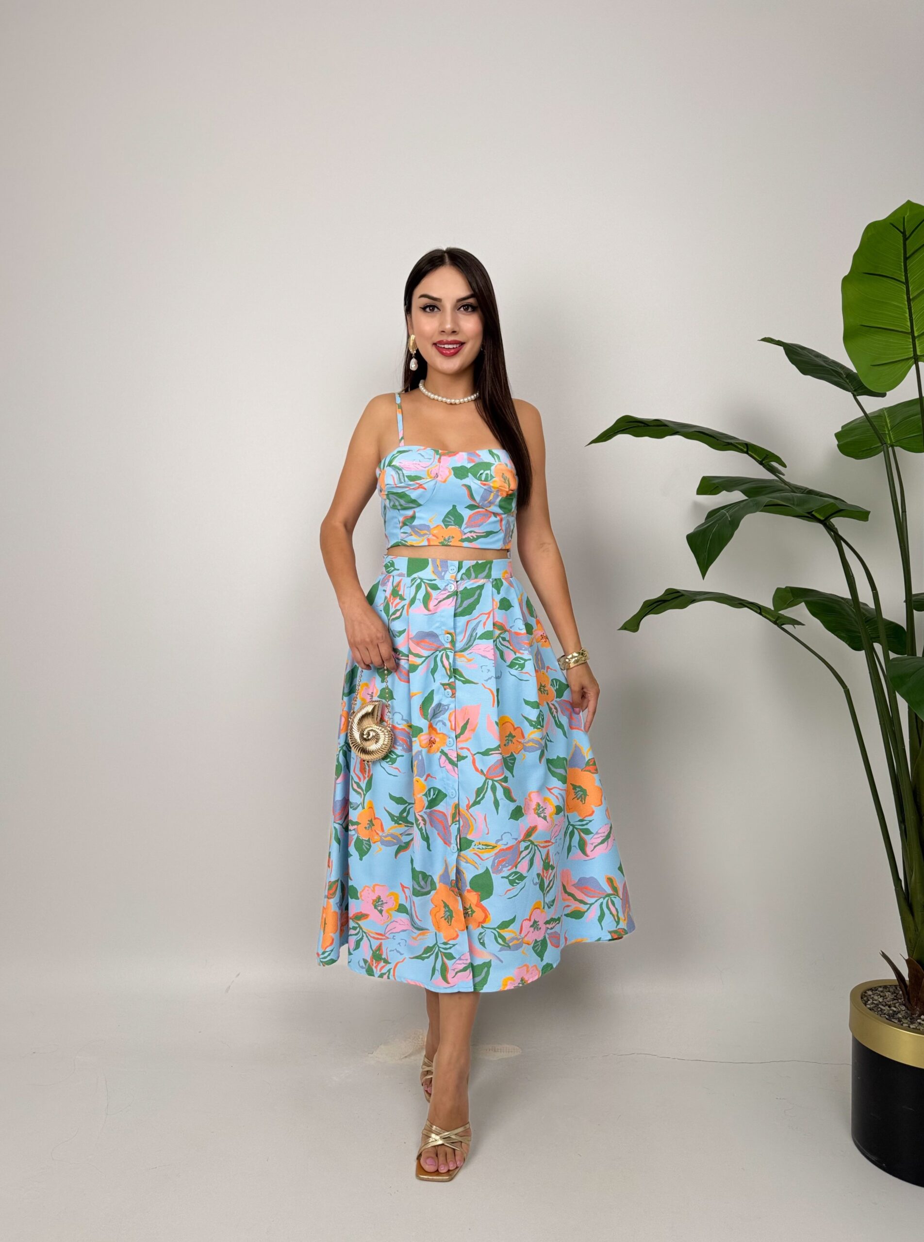 Floral Sleeveless Square Neck Midi Dress - Brand: Miss Janell - Women & Kids, Baby Clothes Wholesale - TheBS Women