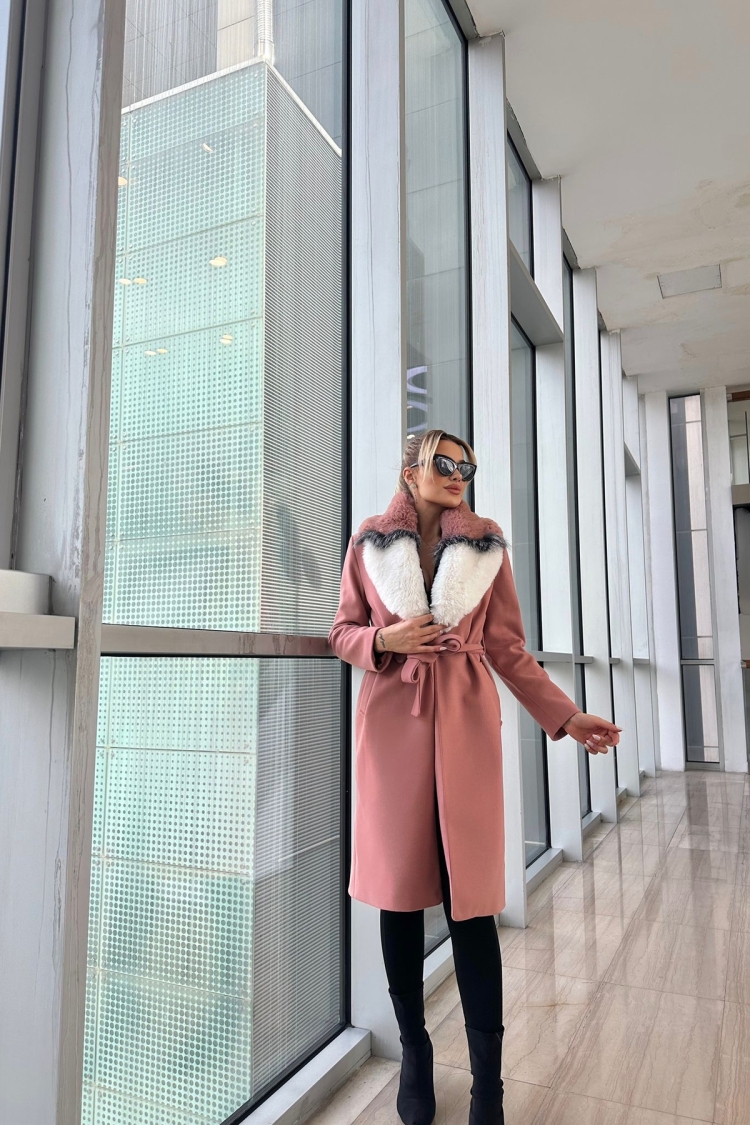 Pink Elegant Long Wrapover Coat - Brand: My Jest Fashion - Women & Kids, Baby Clothes Wholesale - TheBS Women