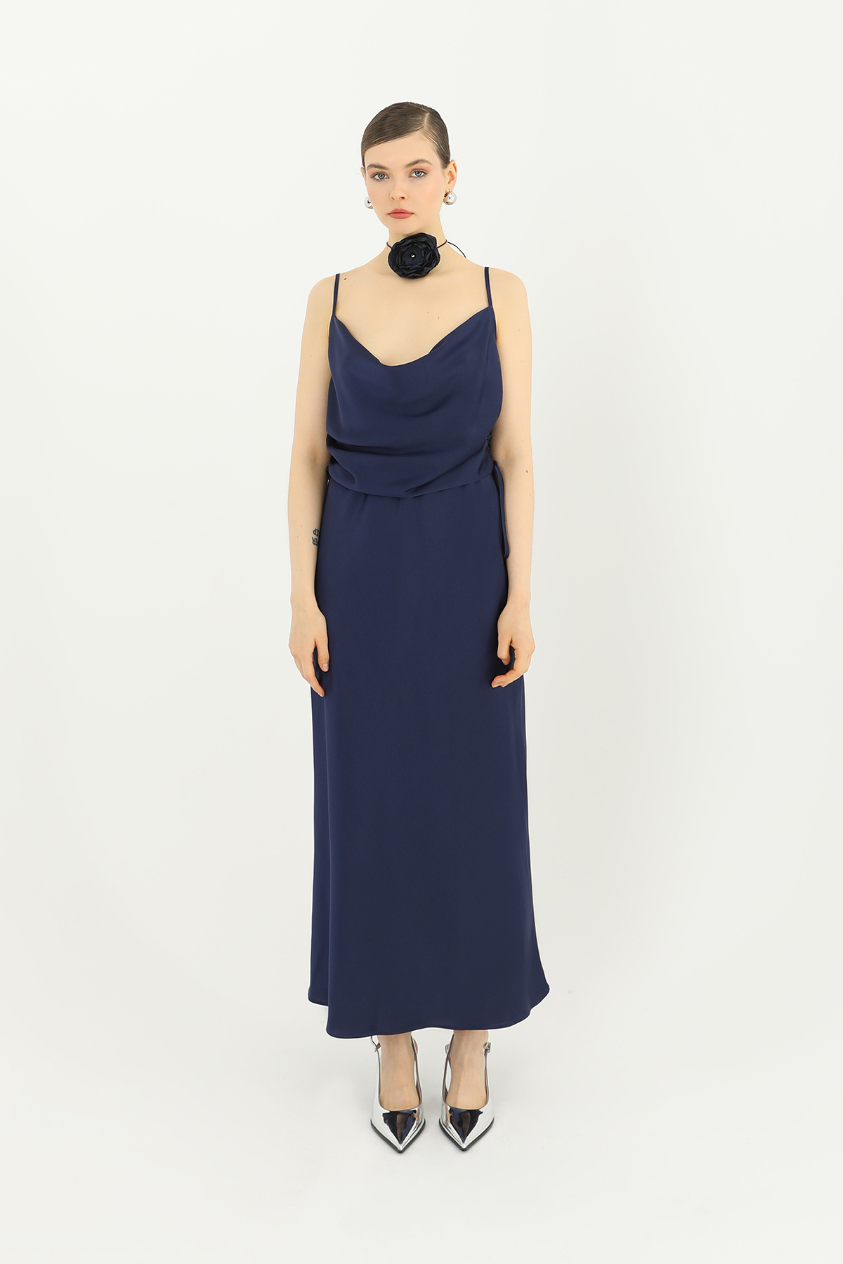 Elegant NavyMaxi Slip Skirt With Tie Closure - Brand: SOUL - Women & Kids, Baby Clothes Wholesale - TheBS Women