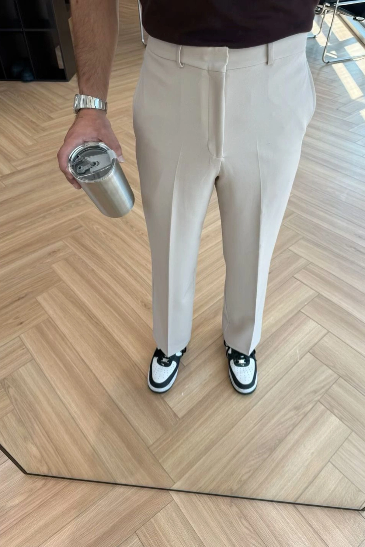 Beige Chinos Pants – Elegant Straight Leg High Waist – Brand: EYYO ATELIER – Women & Kids, Baby Clothes Wholesale – TheBS Women