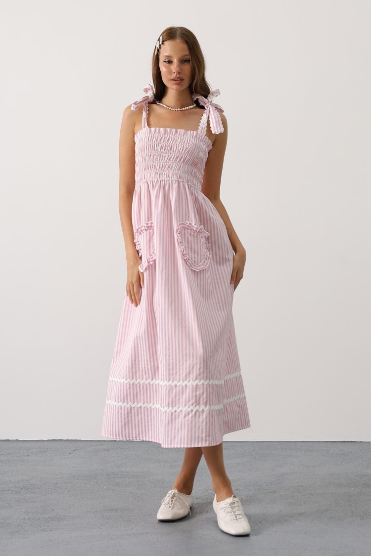 Fit And Flare Dress With Square Neck - Brand: Reyon - Women & Kids, Baby Clothes Wholesale - TheBS Women