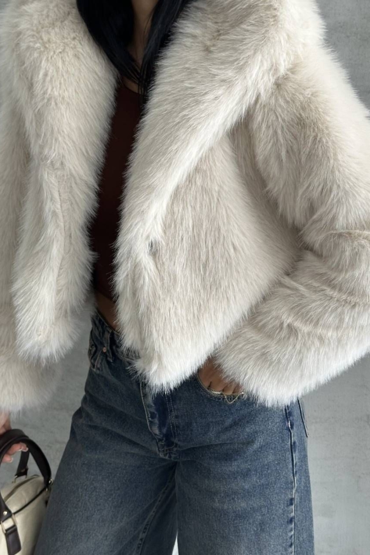 Beige Fur Jacket - Brand: My Jest Fashion - Women & Kids, Baby Clothes Wholesale - TheBS Women
