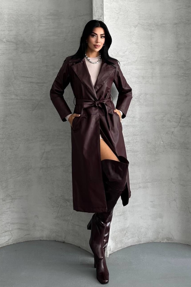 Brown Trenchcoat - Elegant Vintage Wrapover Coat - Brand: My Jest Fashion - Women & Kids, Baby Clothes Wholesale - TheBS Women