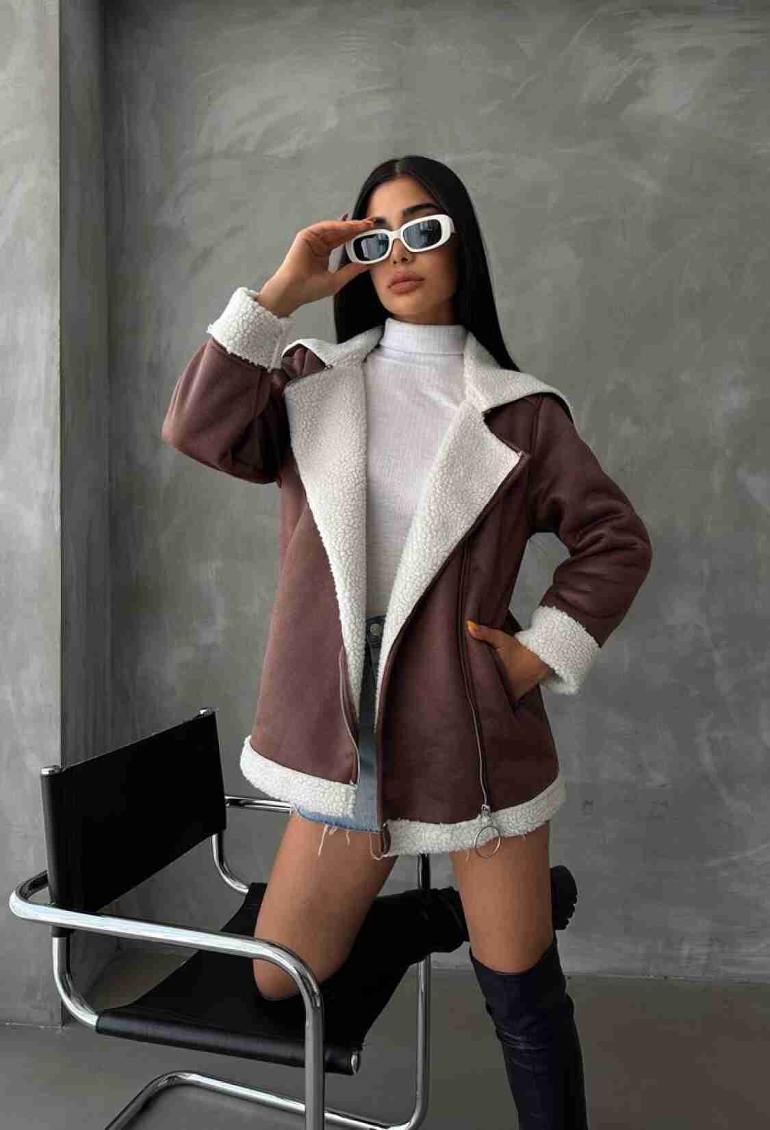 TanLeather Zippered Fur Collar Coat - Brand: Topshow - Women & Kids, Baby Clothes Wholesale - TheBS Women