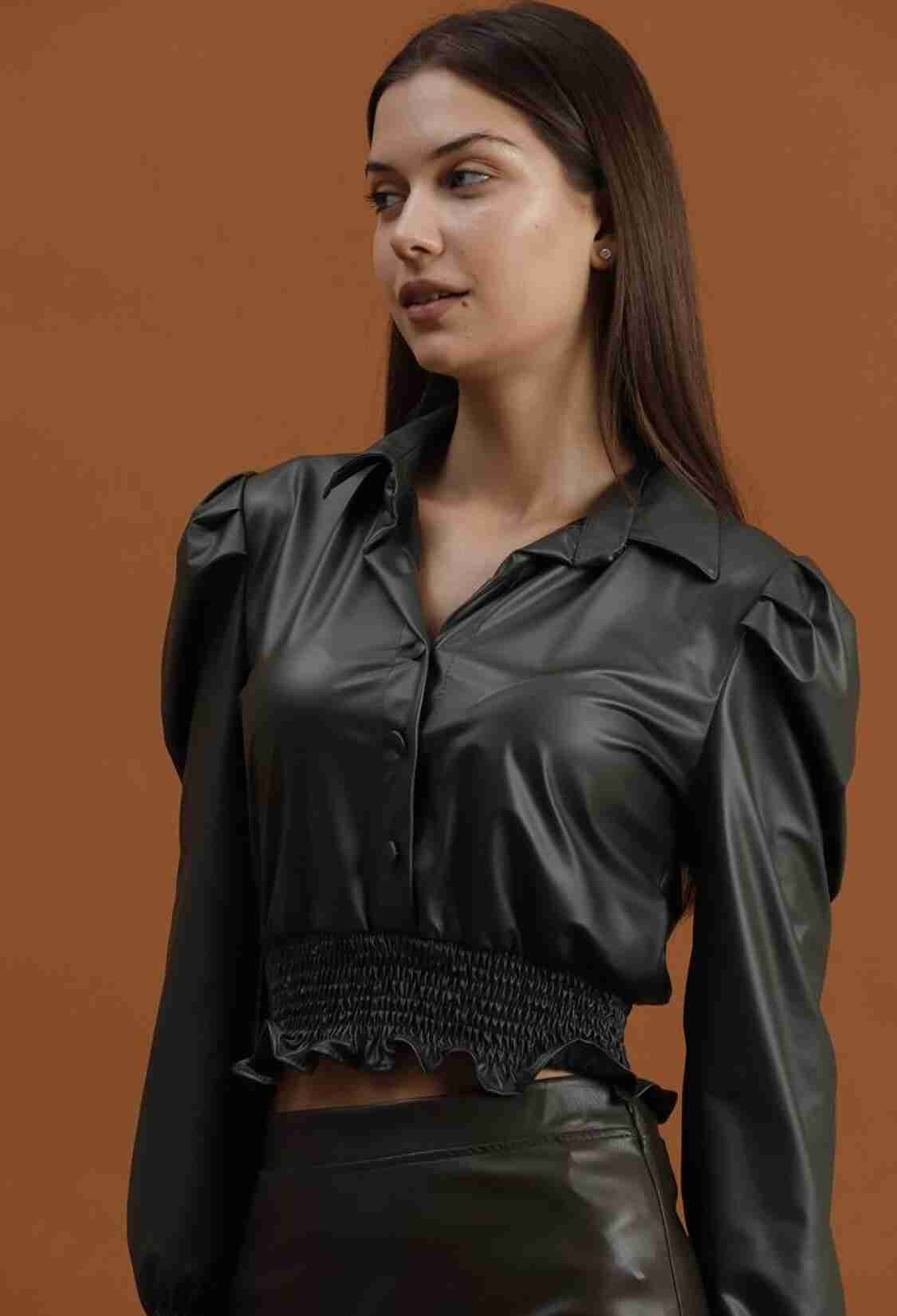Faux Leather Evening Dress Blouse - Brand: Topshow - Women & Kids, Baby Clothes Wholesale - TheBS Women