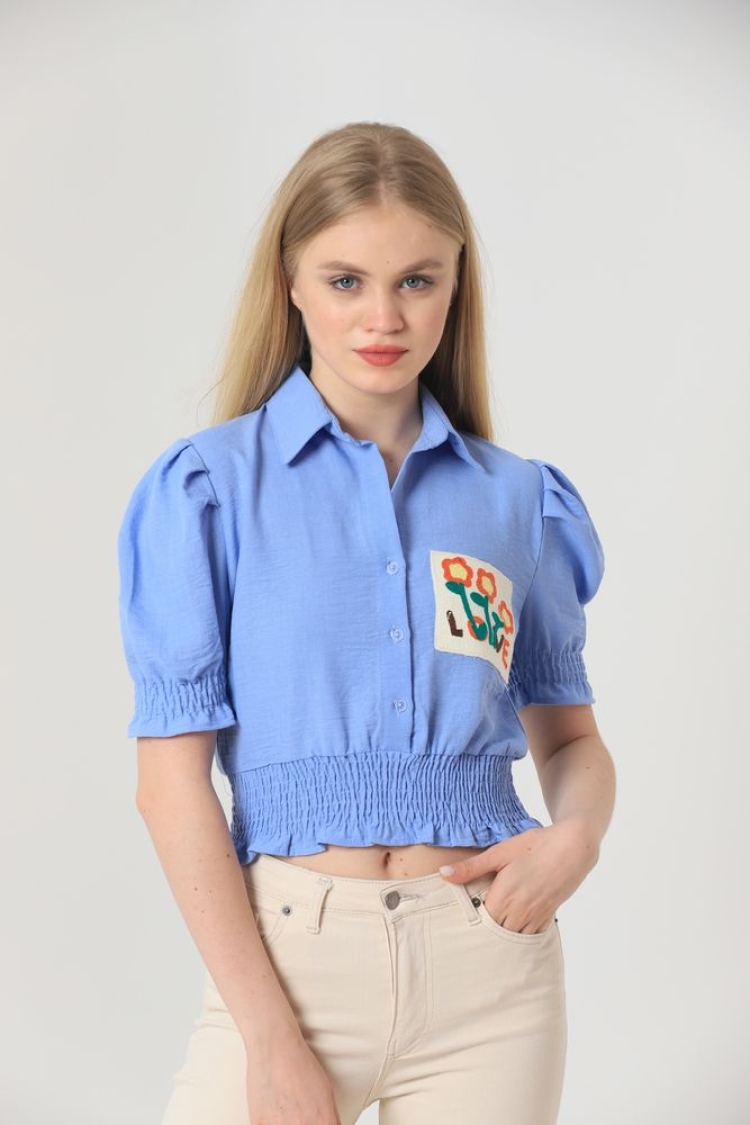 Pocket Embroidered Shirt - Brand: Topshow - Women & Kids, Baby Clothes Wholesale - TheBS Women