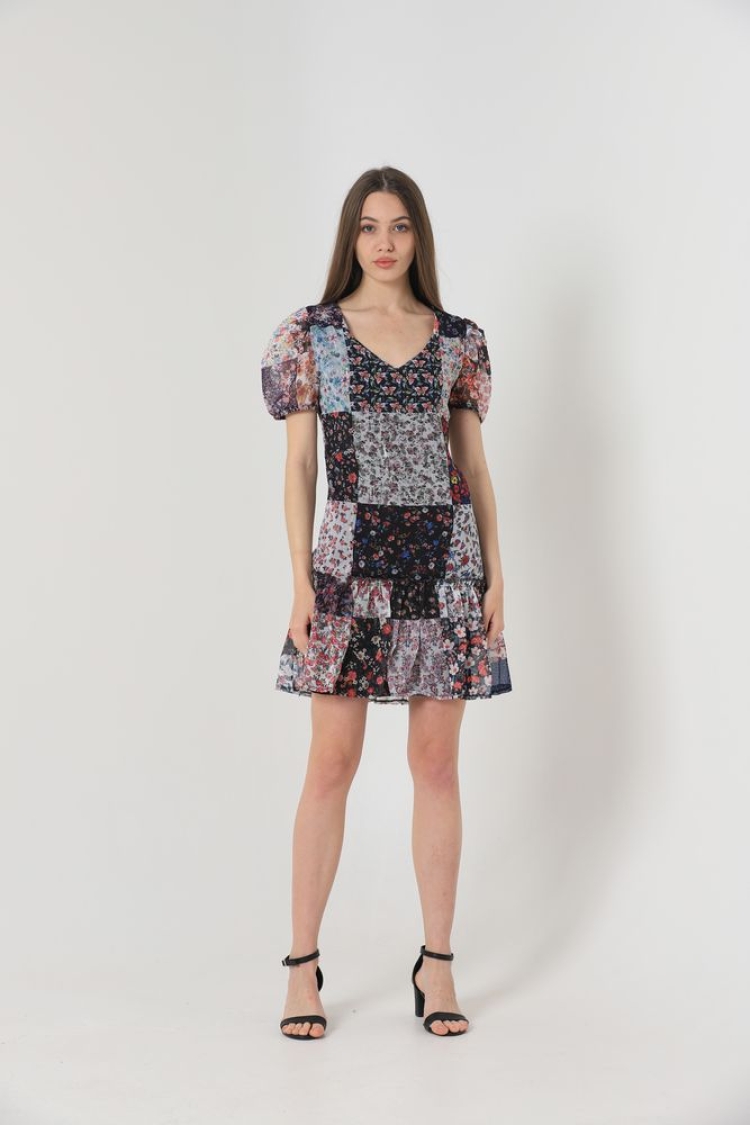 Mixed Floral V-Neck Short Sleeve Dress - Brand: Topshow - Women & Kids, Baby Clothes Wholesale - TheBS Women