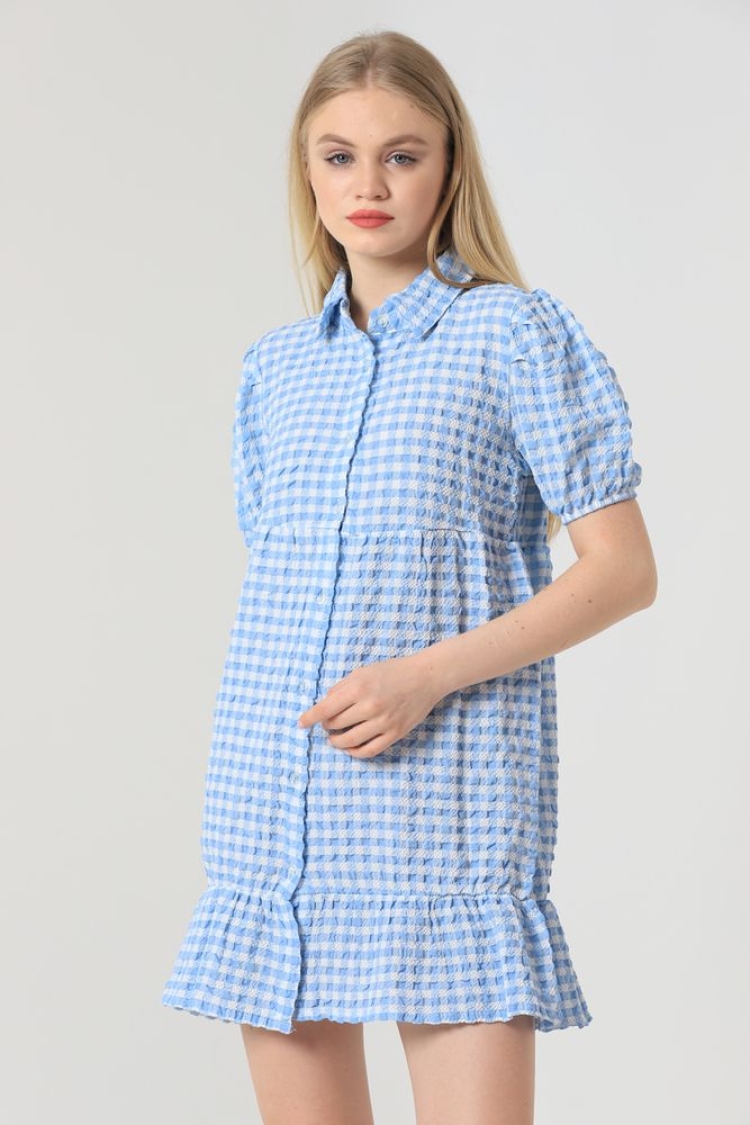 Shirt Collar Halterneck Dress - Blue - Brand: Topshow - Women & Kids, Baby Clothes Wholesale - TheBS Women
