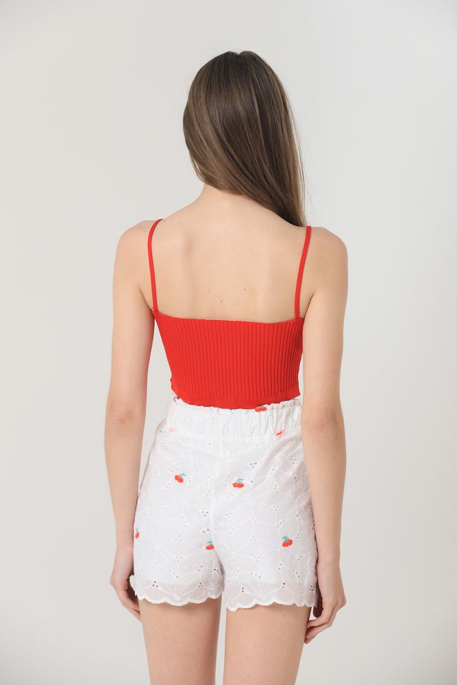 Floral Embroidered Pocket Shorts – White & Red – Brand: Topshow – Women & Kids, Baby Clothes Wholesale – TheBS Women