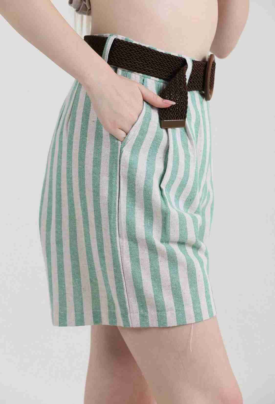 Striped Belted Linen Shorts - Brand: Topshow - Women & Kids, Baby Clothes Wholesale - TheBS Women