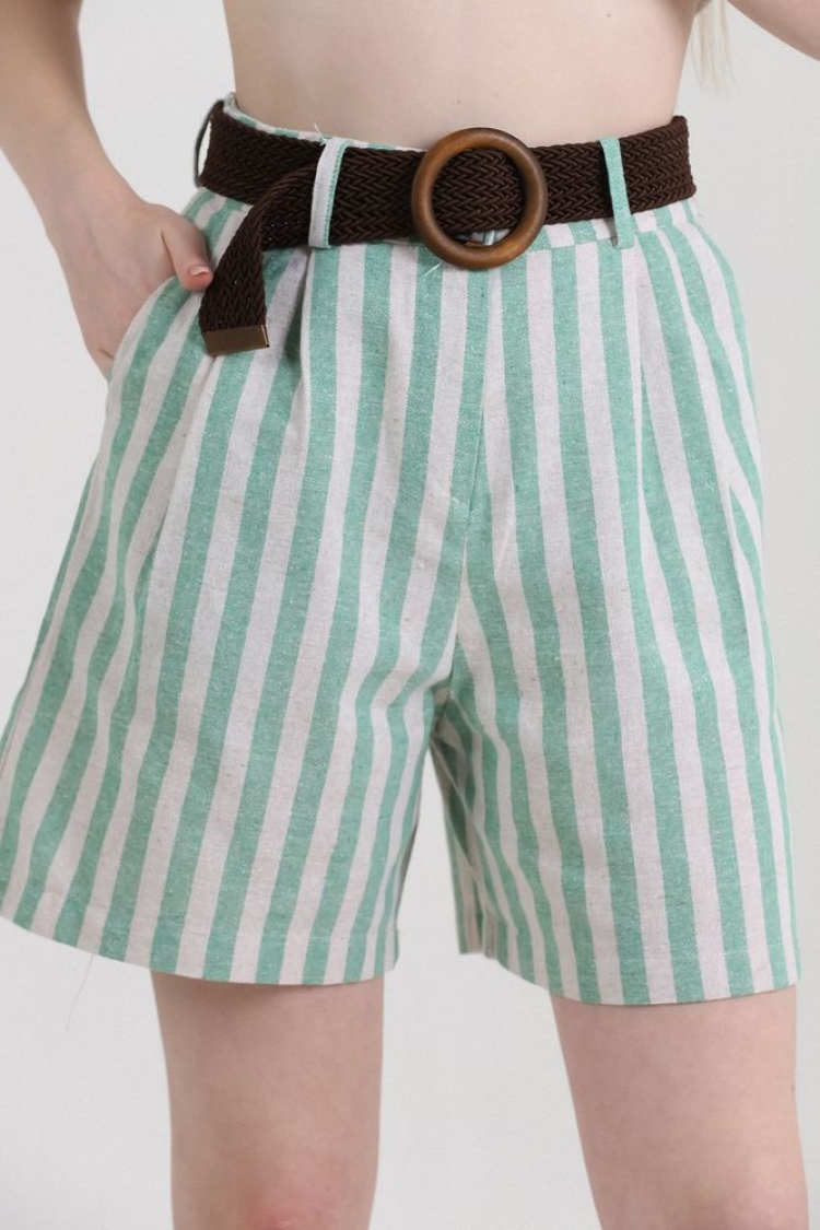 Striped Belted Linen Shorts - Brand: Topshow - Women & Kids, Baby Clothes Wholesale - TheBS Women
