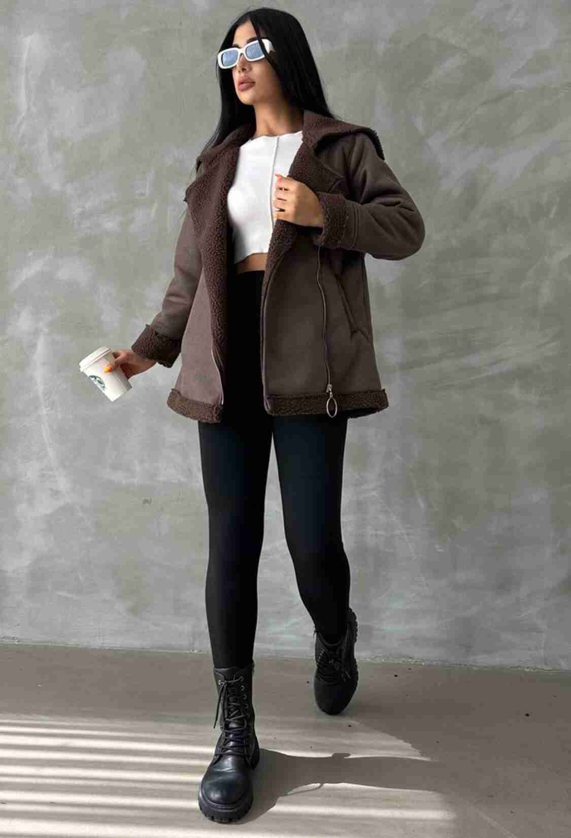Zippered Leather Coat With Fur Collar - Brand: Topshow - Women & Kids, Baby Clothes Wholesale - TheBS Women