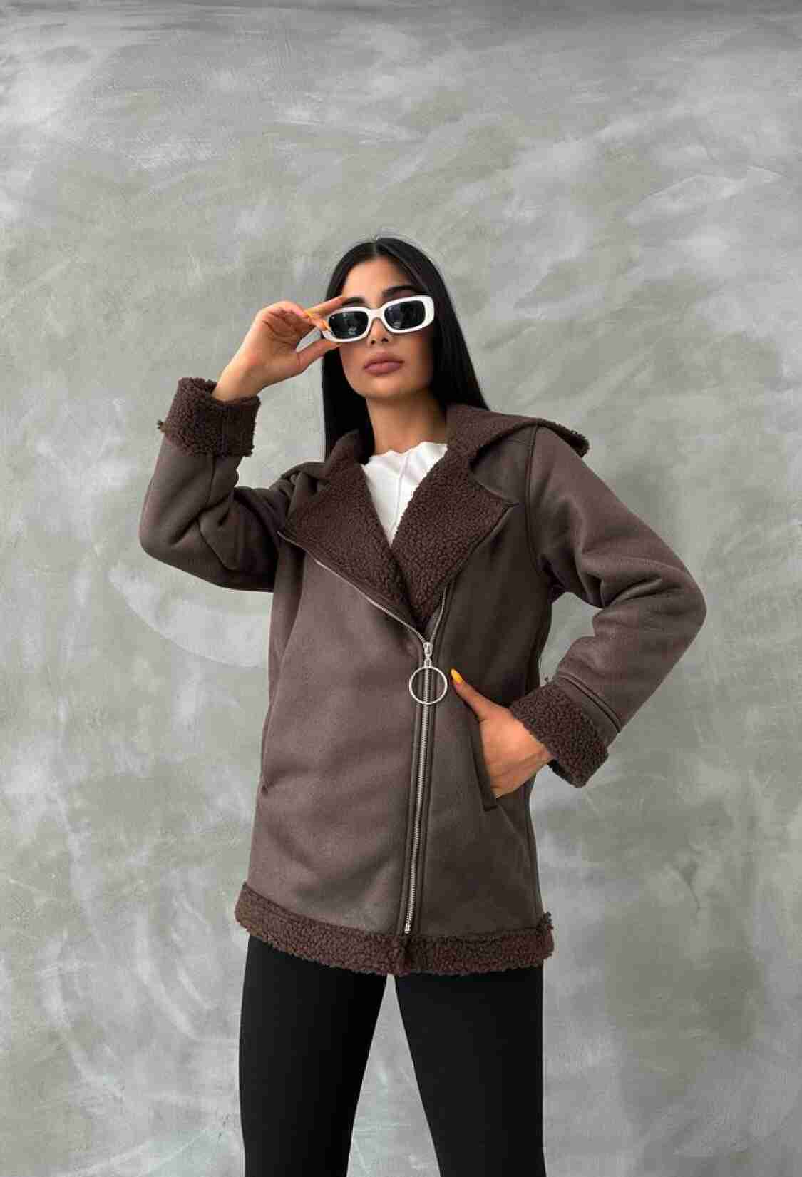 Zippered Leather Coat With Fur Collar - Brand: Topshow - Women & Kids, Baby Clothes Wholesale - TheBS Women