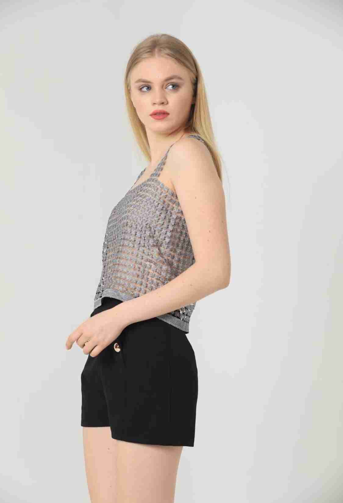 Gray Glitter Laser Cut Glitter Mesh Undershirt - Brand: Topshow - Women & Kids, Baby Clothes Wholesale - TheBS Women