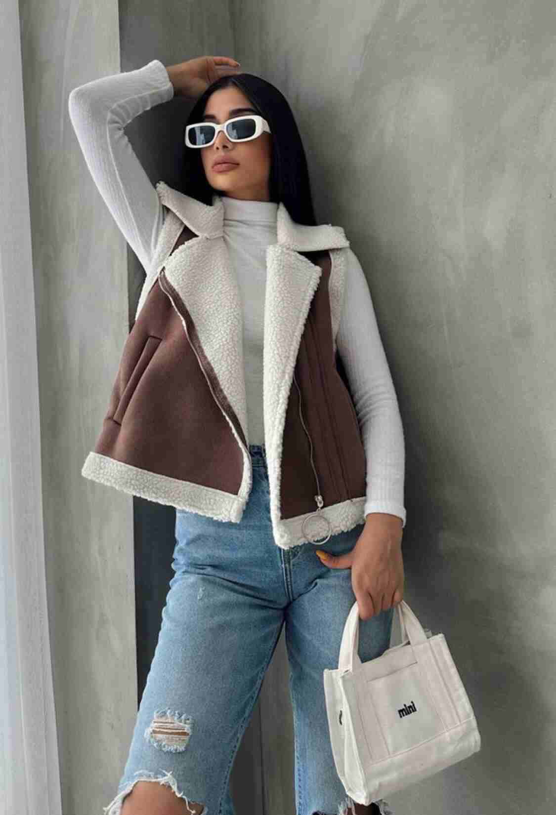 TanSuede Fur Collar Vest - Brand: Topshow - Women & Kids, Baby Clothes Wholesale - TheBS Women