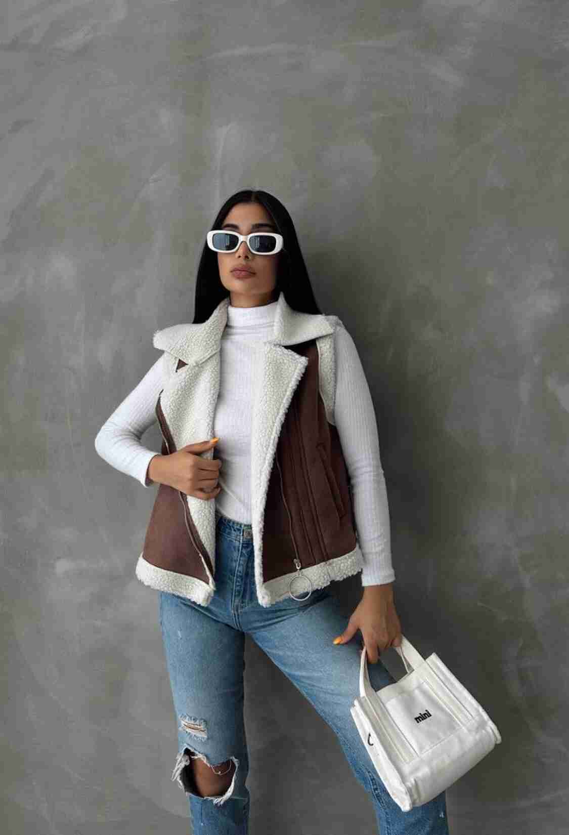 TanSuede Fur Collar Vest - Brand: Topshow - Women & Kids, Baby Clothes Wholesale - TheBS Women