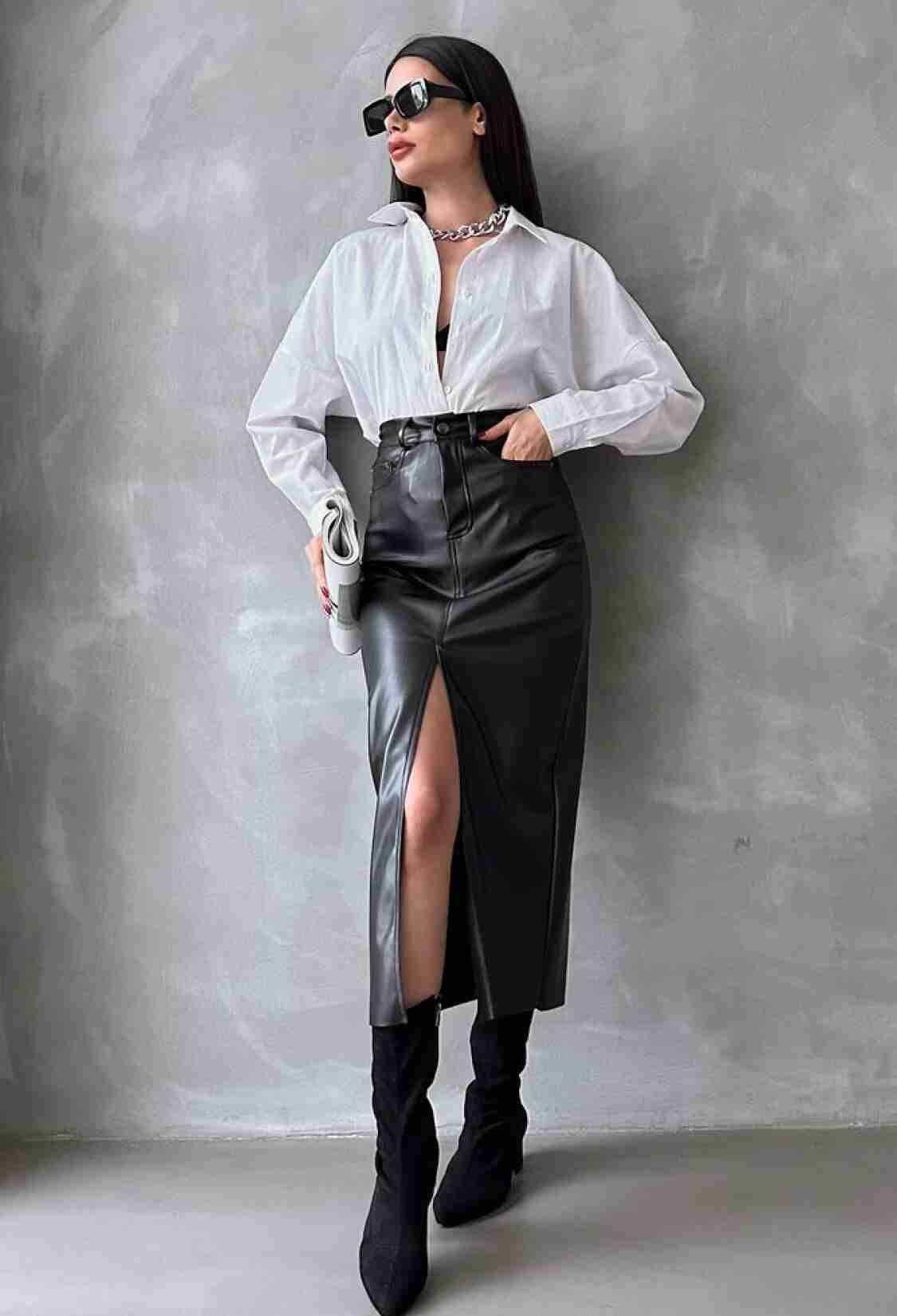 F 1569 Leather Skirt - Brand: Topshow - Women & Kids, Baby Clothes Wholesale - TheBS Women
