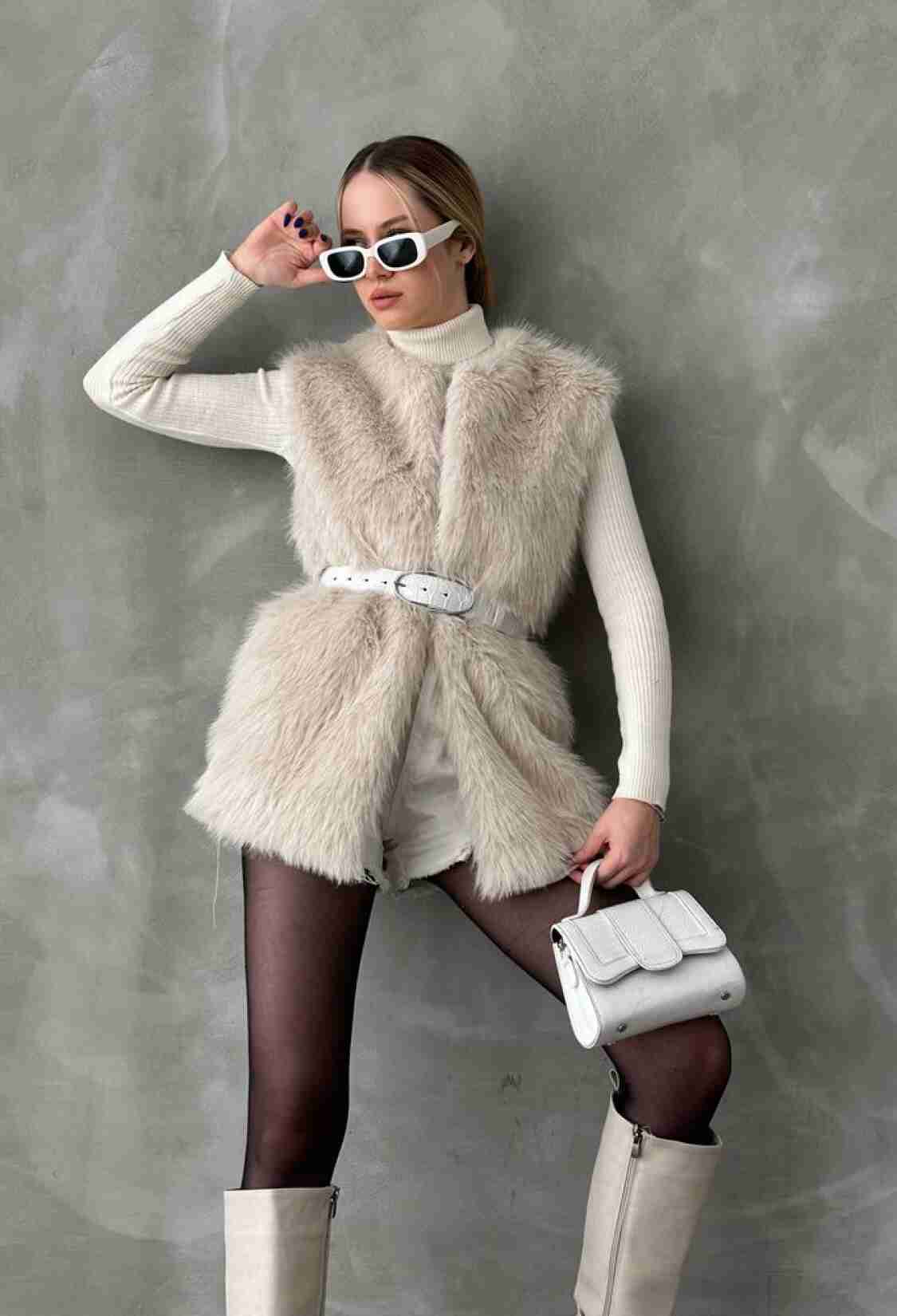 Taş F 1567 Feather Vest - Brand: Topshow - Women & Kids, Baby Clothes Wholesale - TheBS Women