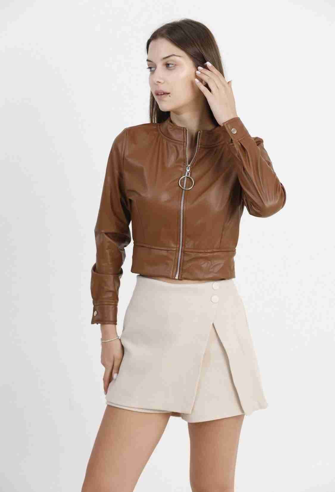 Leather Coat - Tan - Brand: Topshow - Women & Kids, Baby Clothes Wholesale - TheBS Women