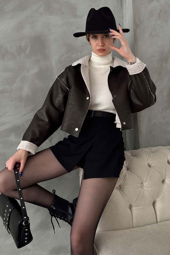 F 1577 Nubuck Collar Fur Coat - Brand: Topshow - Women & Kids, Baby Clothes Wholesale - TheBS Women