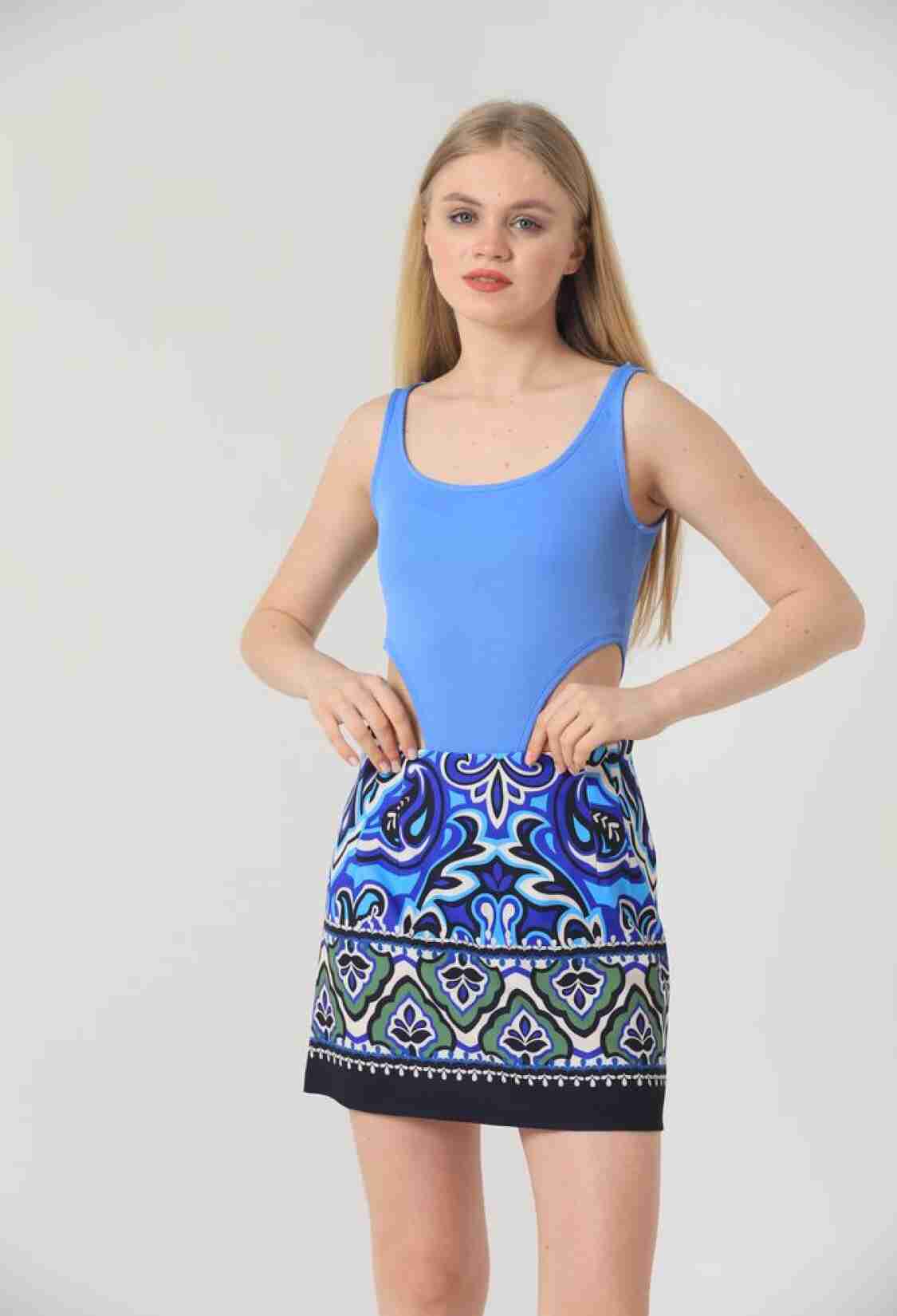 Blue Scalloped Crew Neck Blouse - Brand: Topshow - Women & Kids, Baby Clothes Wholesale - TheBS Women