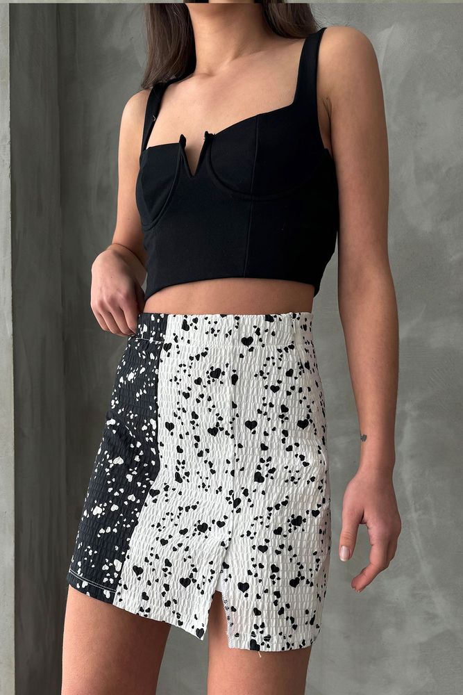 Black And White Heart Patterned Above Knee Skirt - Brand: Topshow - Women & Kids, Baby Clothes Wholesale - TheBS Women