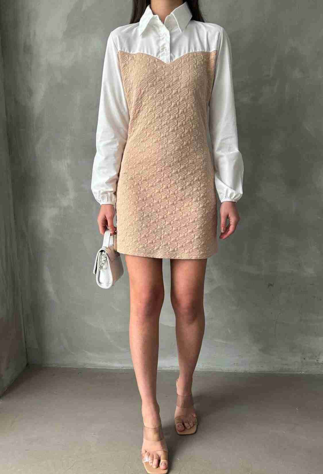 Poplin Above Knee Dress WithSleeves And Chest - Brand: Topshow - Women & Kids, Baby Clothes Wholesale - TheBS Women