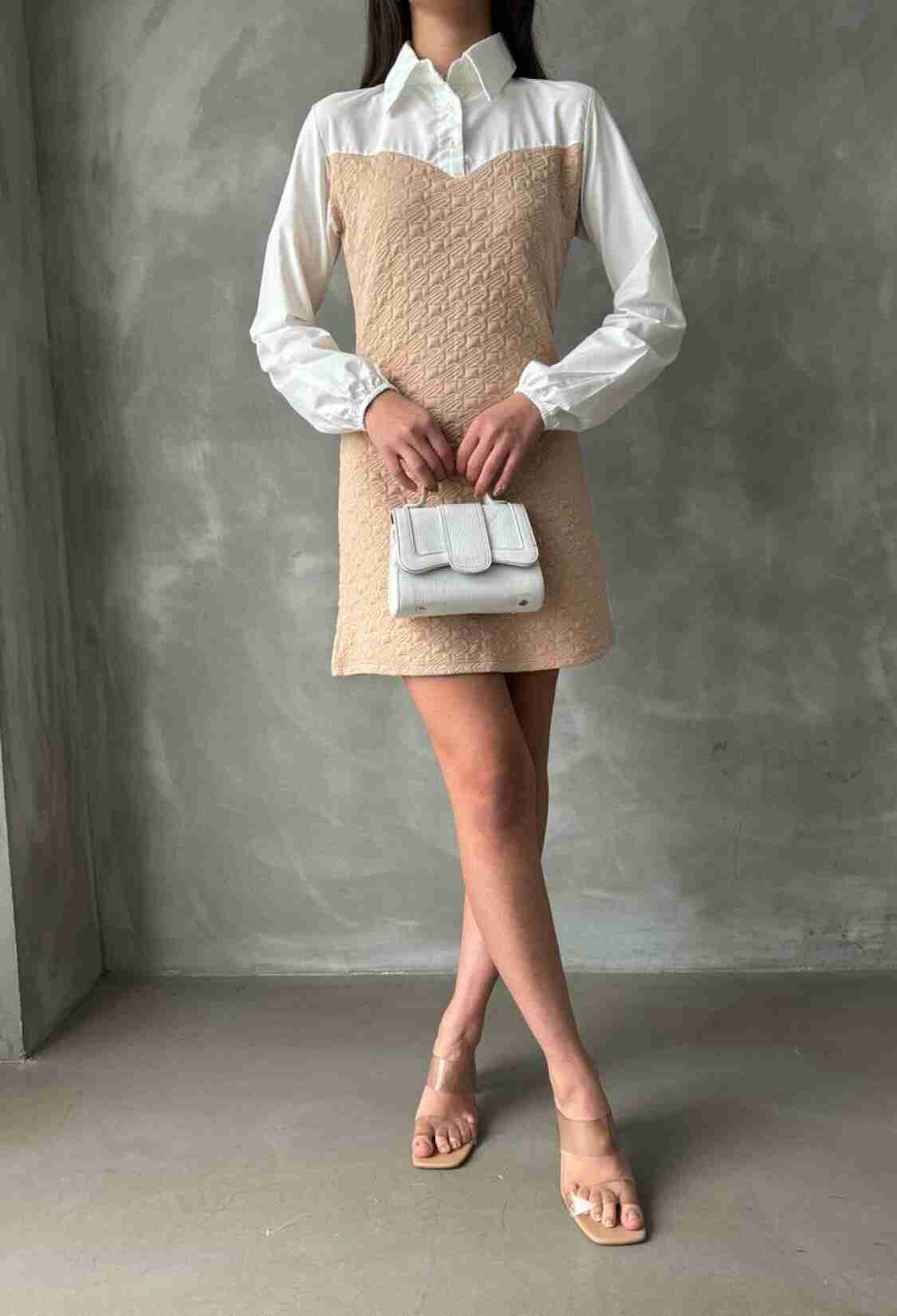 Poplin Above Knee Dress WithSleeves And Chest - Brand: Topshow - Women & Kids, Baby Clothes Wholesale - TheBS Women