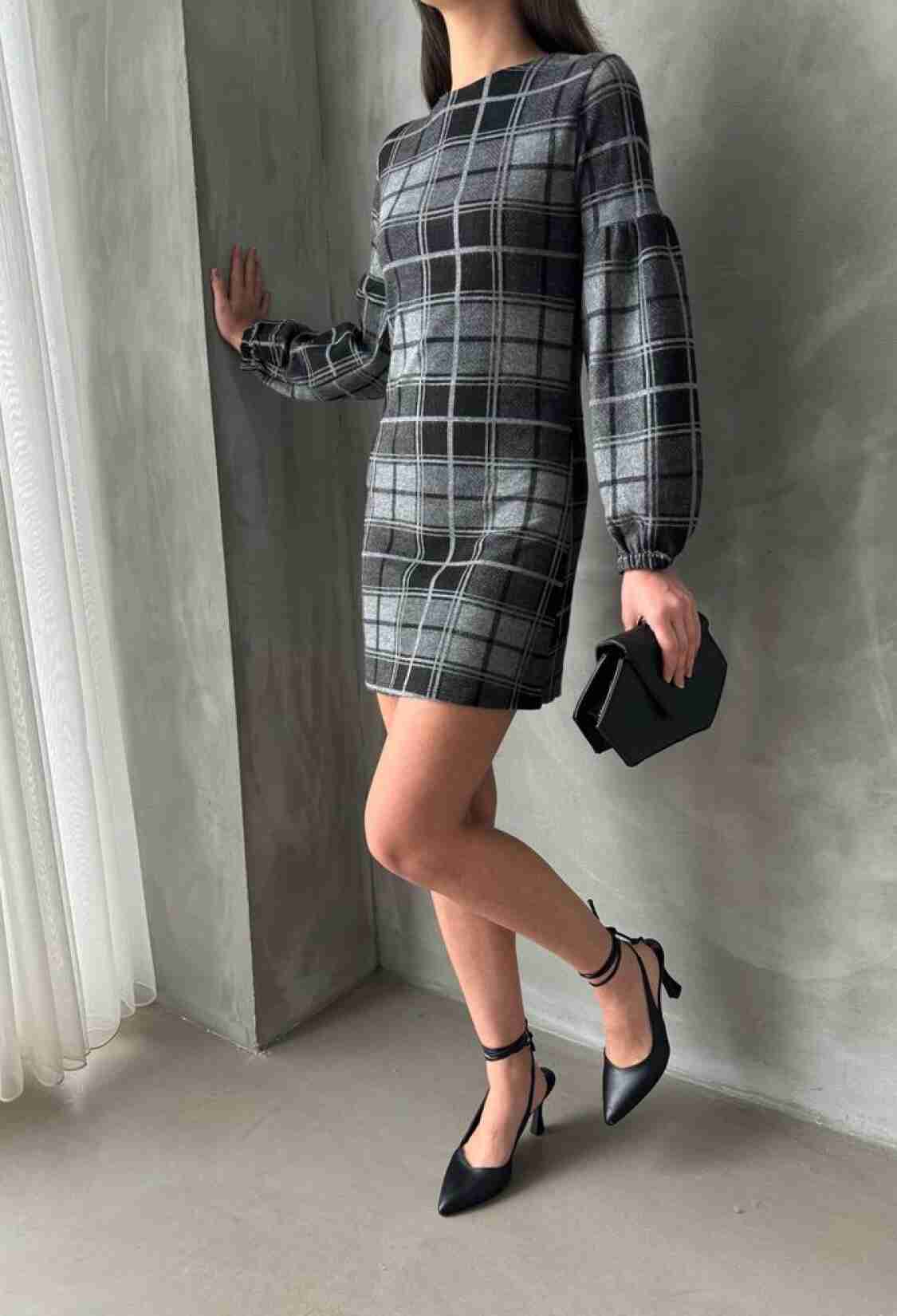 Anthracite Plaid Dress - Brand: Topshow - Women & Kids, Baby Clothes Wholesale - TheBS Women