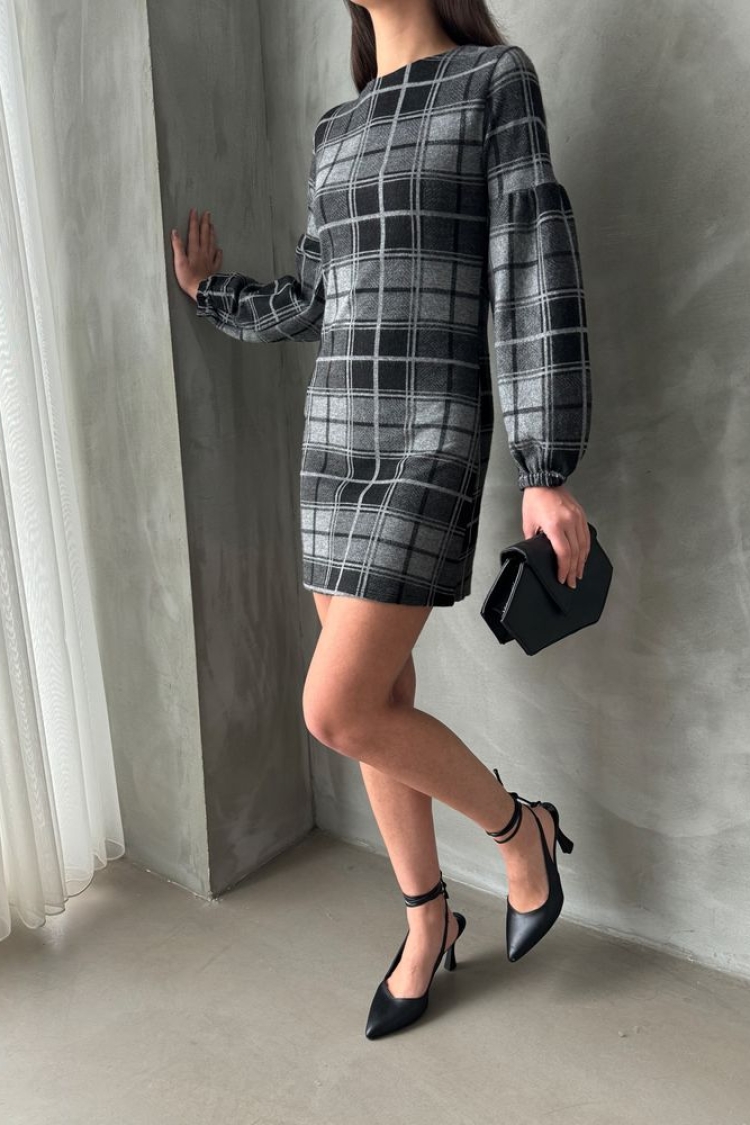 Anthracite Plaid Dress - Brand: Topshow - Women & Kids, Baby Clothes Wholesale - TheBS Women