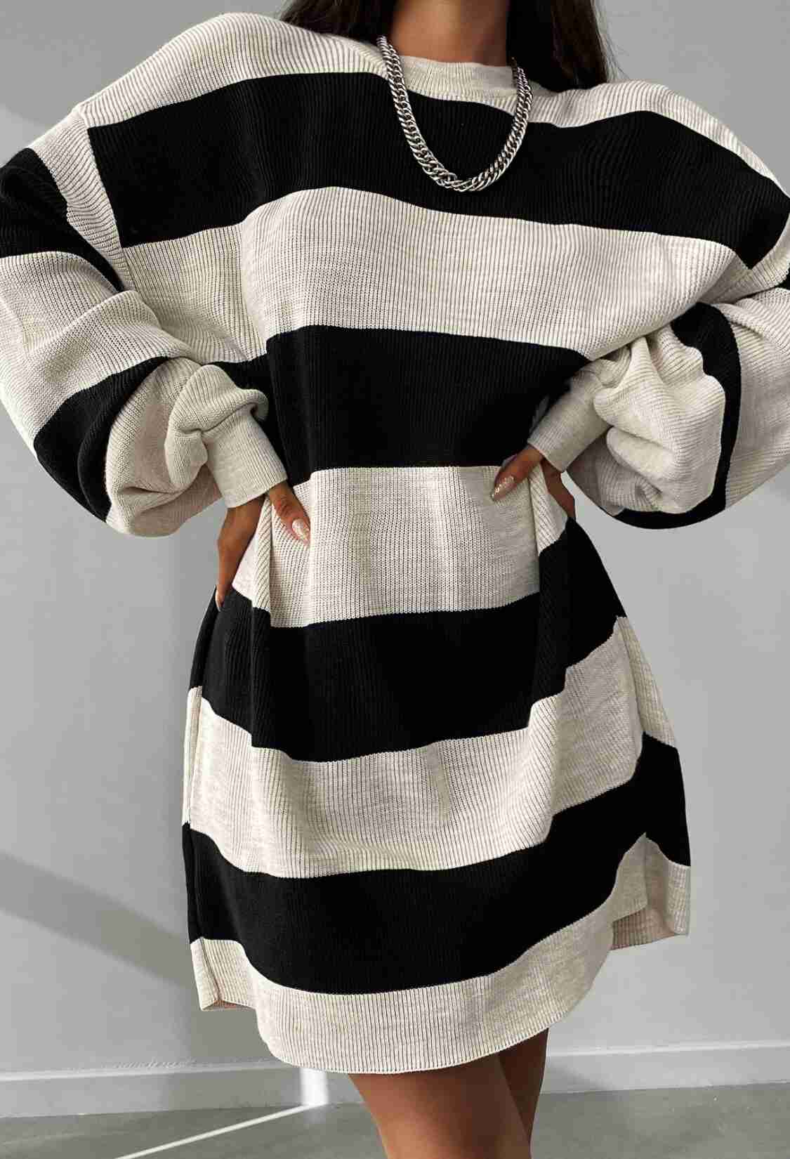 Striped Balloon Sleeve Dress - Brand: My Fashion - Women & Kids, Baby Clothes Wholesale - TheBS Women