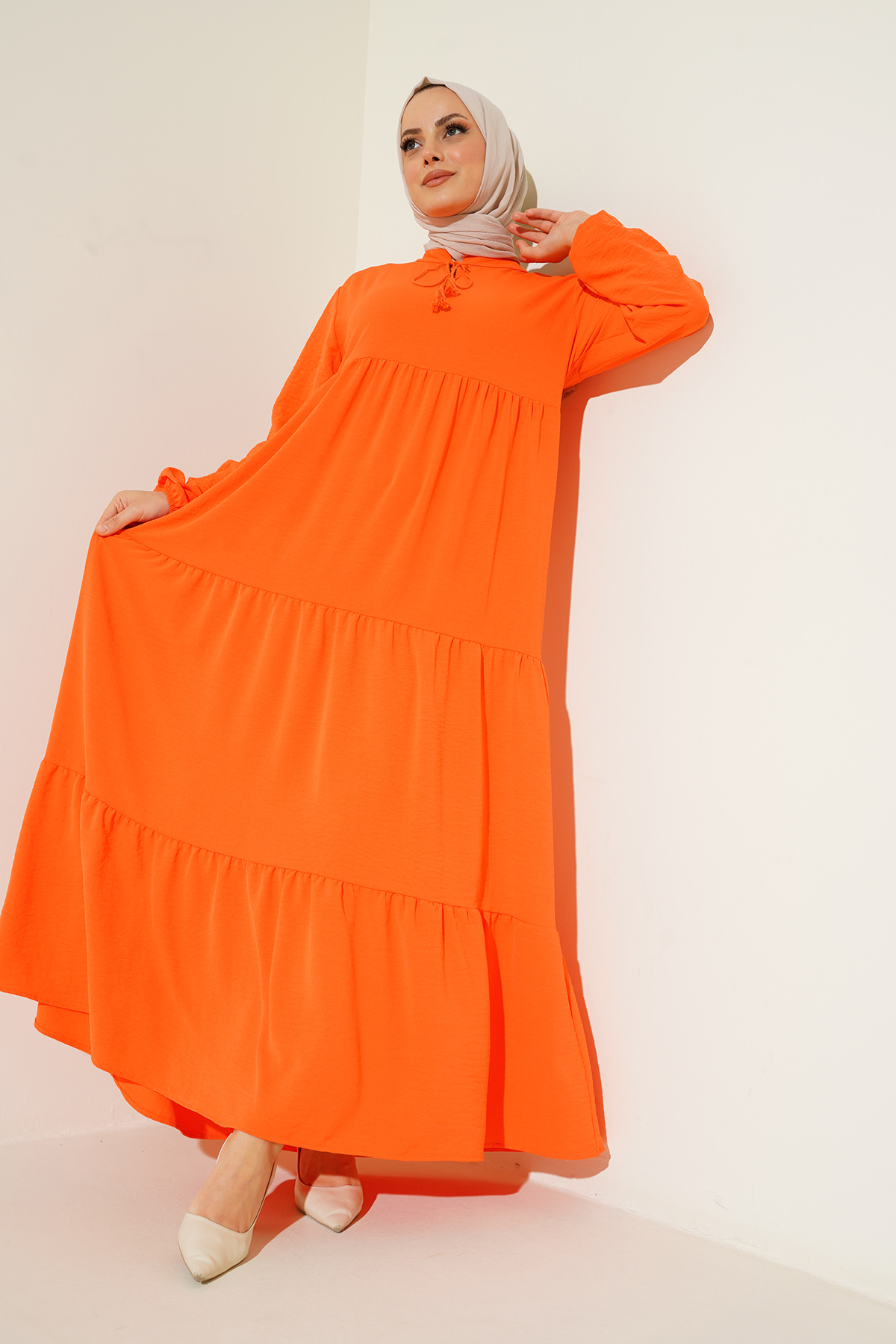 Lace-up Hijab Dress - Oranje - Brand: Bigdart - Women & Kids, Baby Clothes Wholesale - TheBS Women