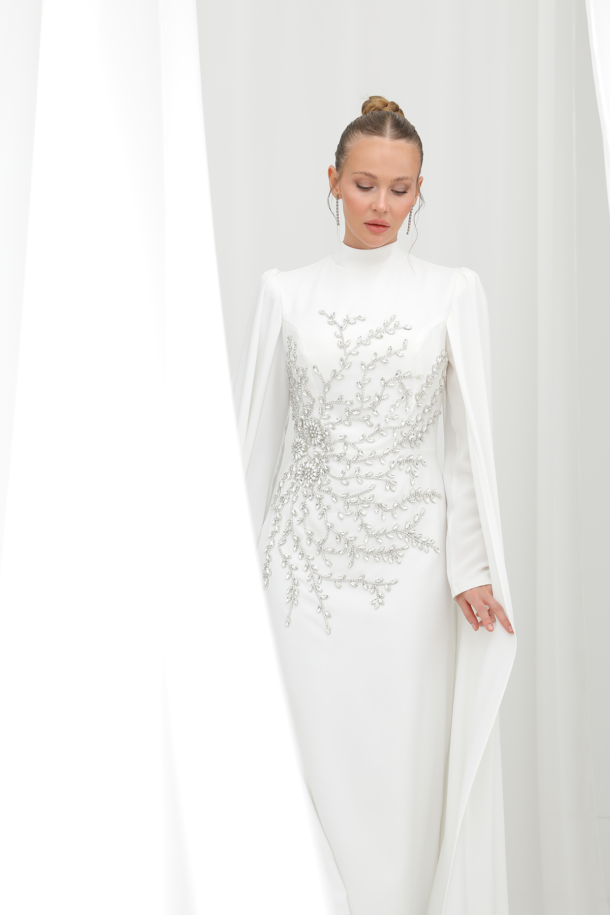 Women's Leaf Stone Embroidered Cape Evening Dress - Brand: Puane - Women & Kids, Baby Clothes Wholesale - TheBS Women