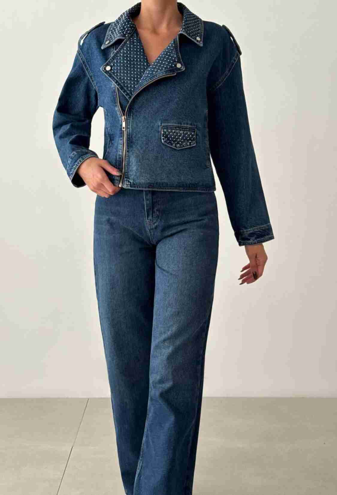 Stone DetailedDenim Jacket - Brand: LACARINO - Women & Kids, Baby Clothes Wholesale - TheBS Women