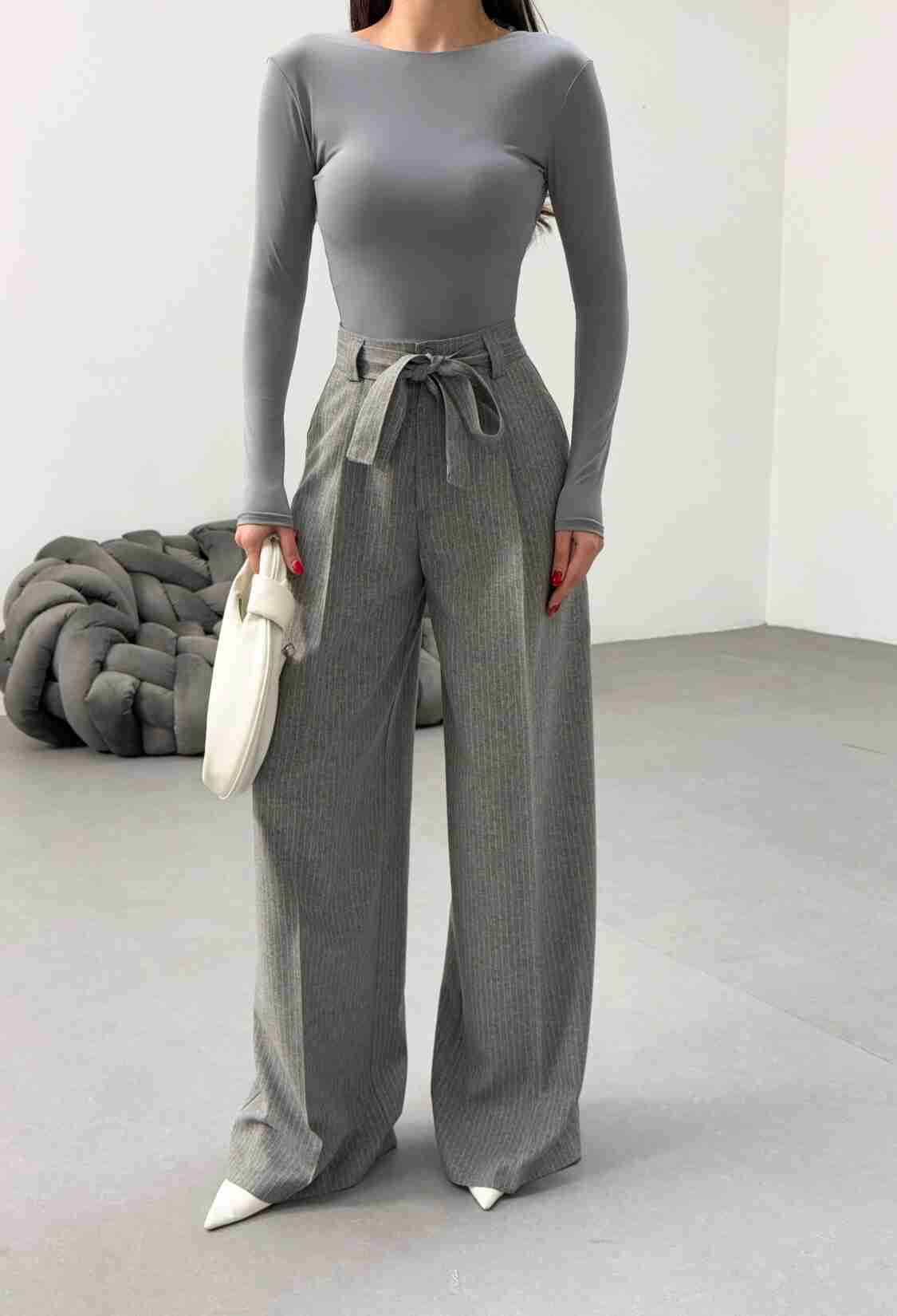 Sante Striped Waist Belt Palazzo Pants - Brand: Ouz Fashion - Women & Kids, Baby Clothes Wholesale - TheBS Women