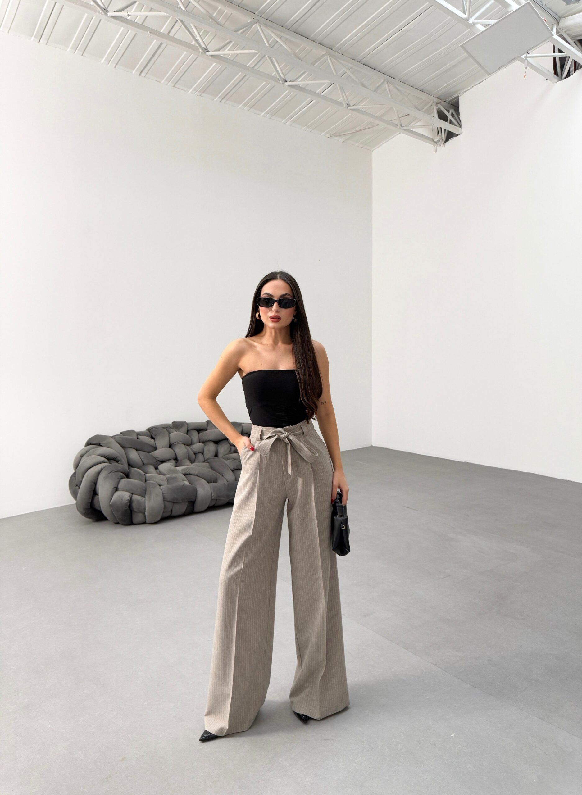 Striped Waist Belt Palazzo Pants - Brand: Ouz Fashion - Women & Kids, Baby Clothes Wholesale - TheBS Women