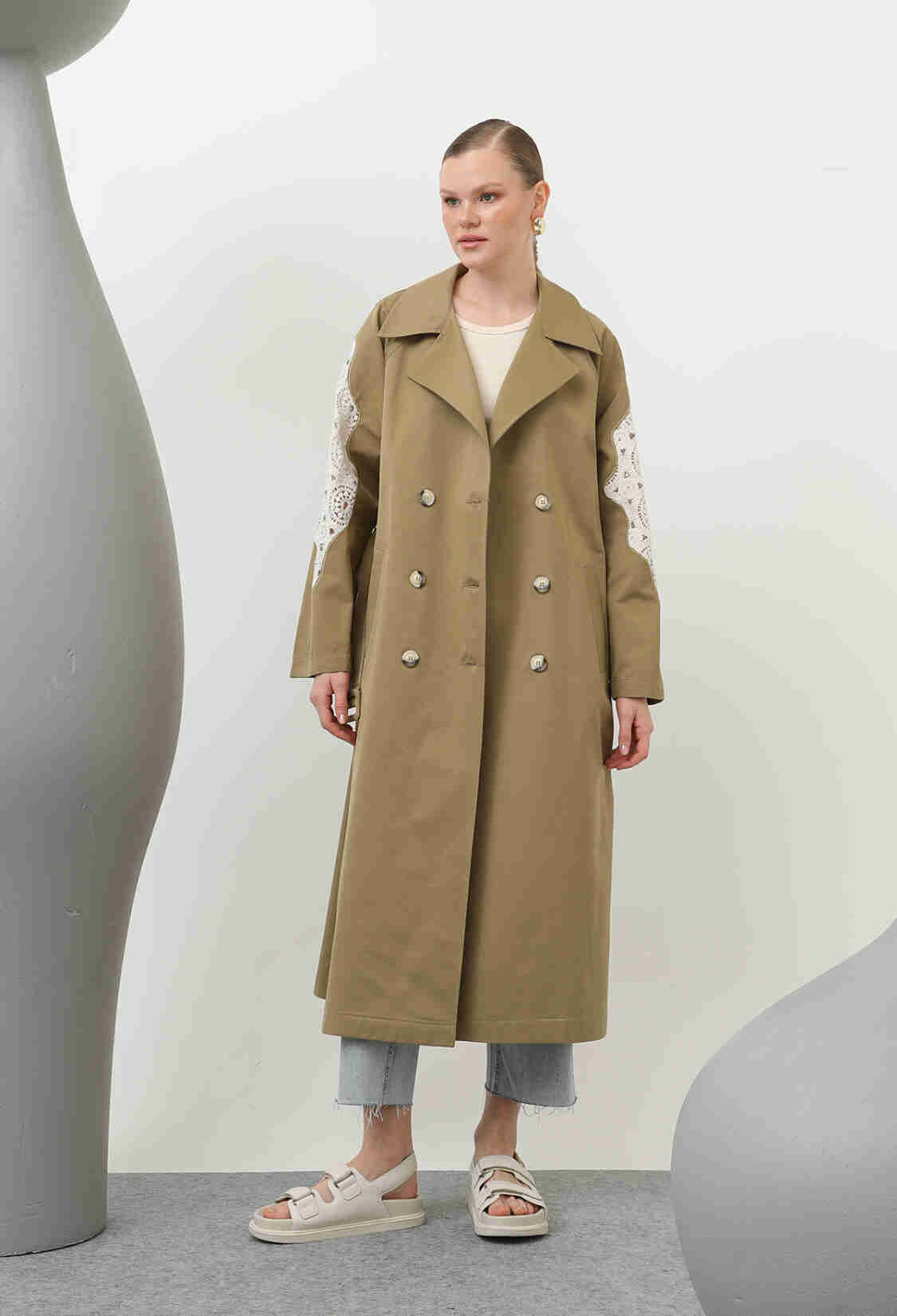 Lace Detailed Trench Coat - Brand: SOUL - Women & Kids, Baby Clothes Wholesale - TheBS Women
