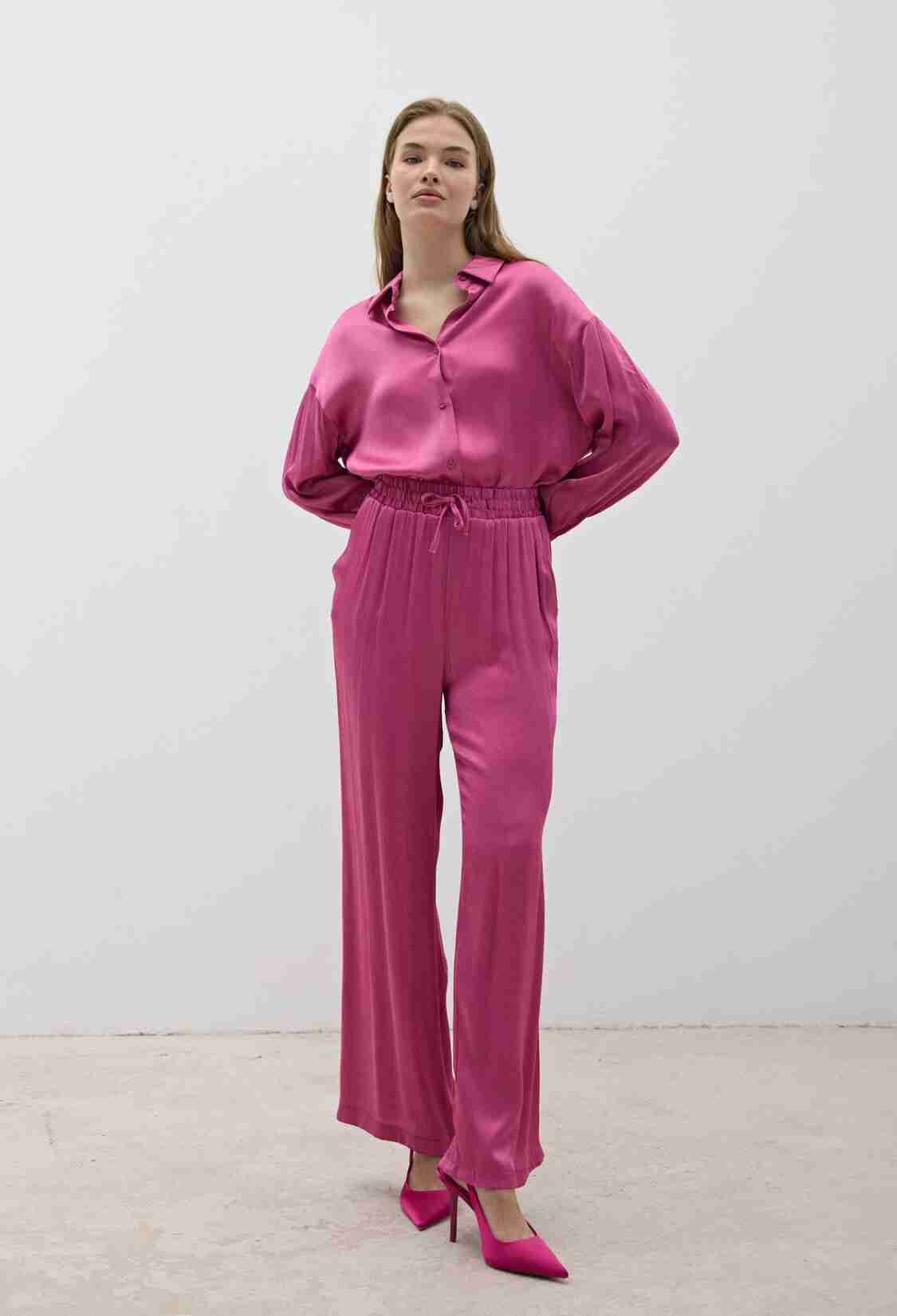 Women's Elastic Waist Satin Pants Dark - Brand: Levure - Women & Kids, Baby Clothes Wholesale - TheBS Women