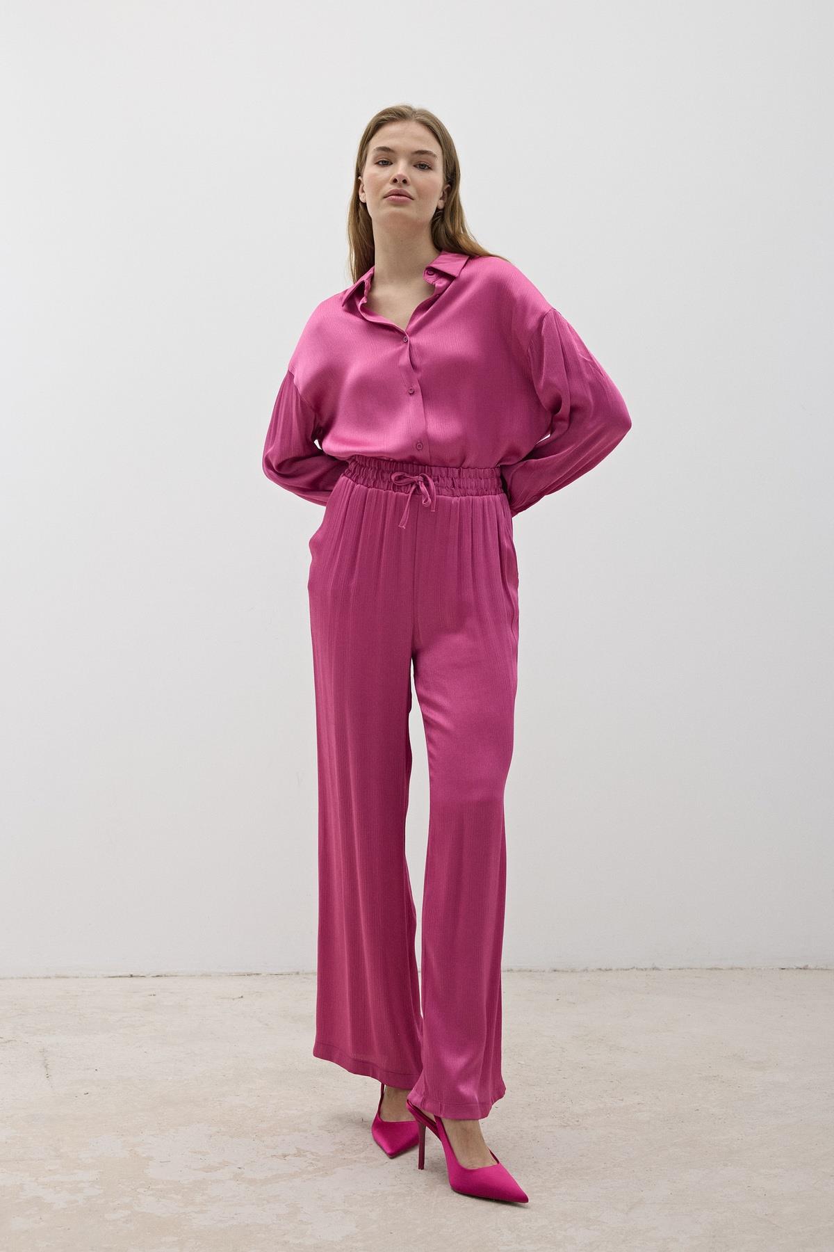 Women's Elastic Waist Satin Pants Dark - Brand: Levure - Women & Kids, Baby Clothes Wholesale - TheBS Women