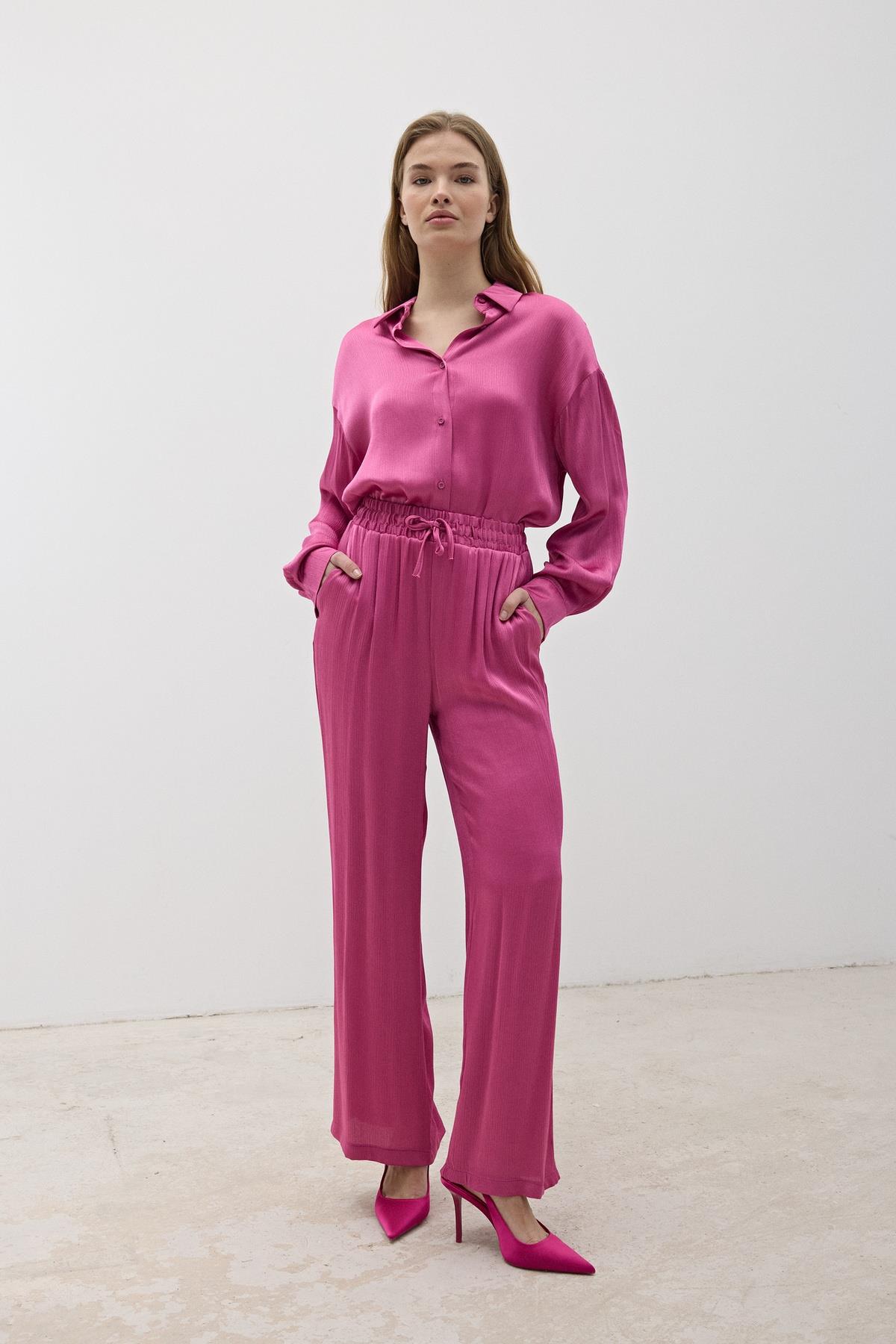 Women's Buttoned Oversize Satin Shirt Dark - Brand: Levure - Women & Kids, Baby Clothes Wholesale - TheBS Women