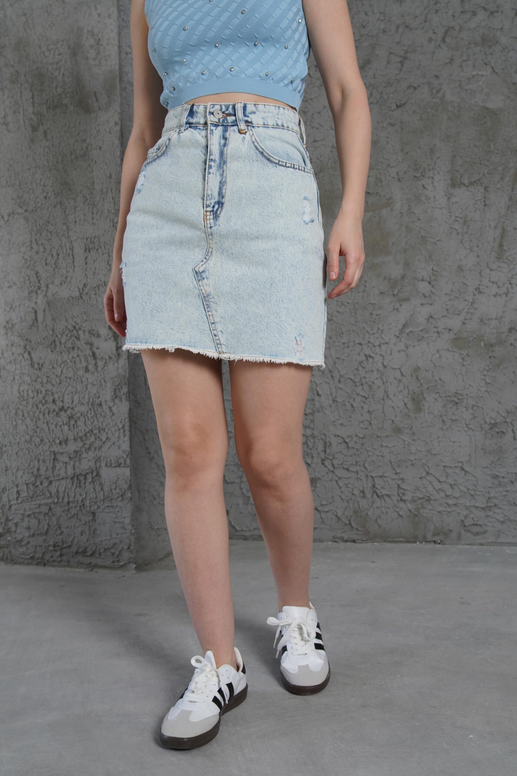 Skirt Tassel Detailed Blue Wholesale Skirt - Brand: Lustrin - Women & Kids, Baby Clothes Wholesale - TheBS Women