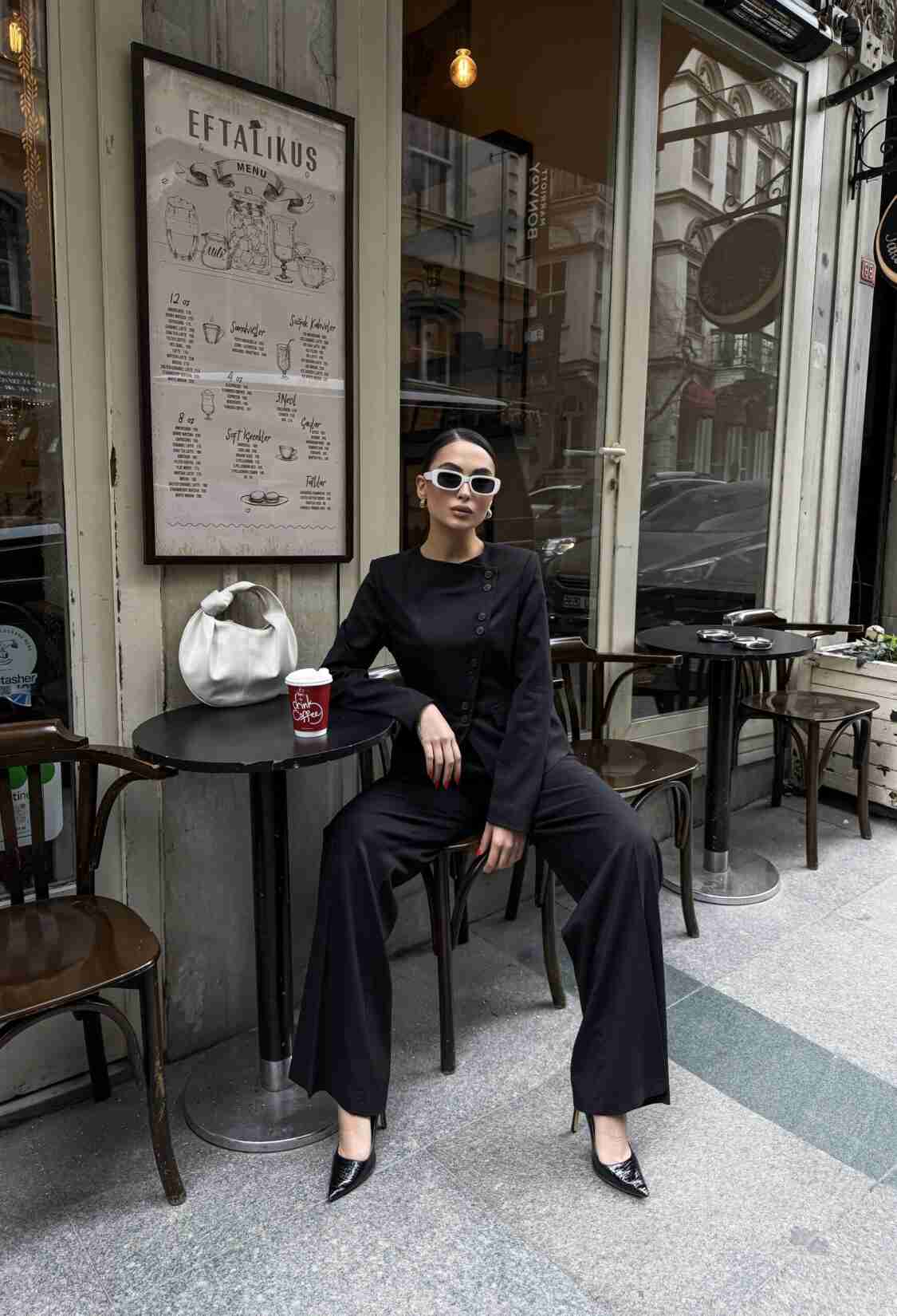 Asymmetric Buttoned Wadded Jacket Pants Set - Brand: Ouz Fashion - Women & Kids, Baby Clothes Wholesale - TheBS Women