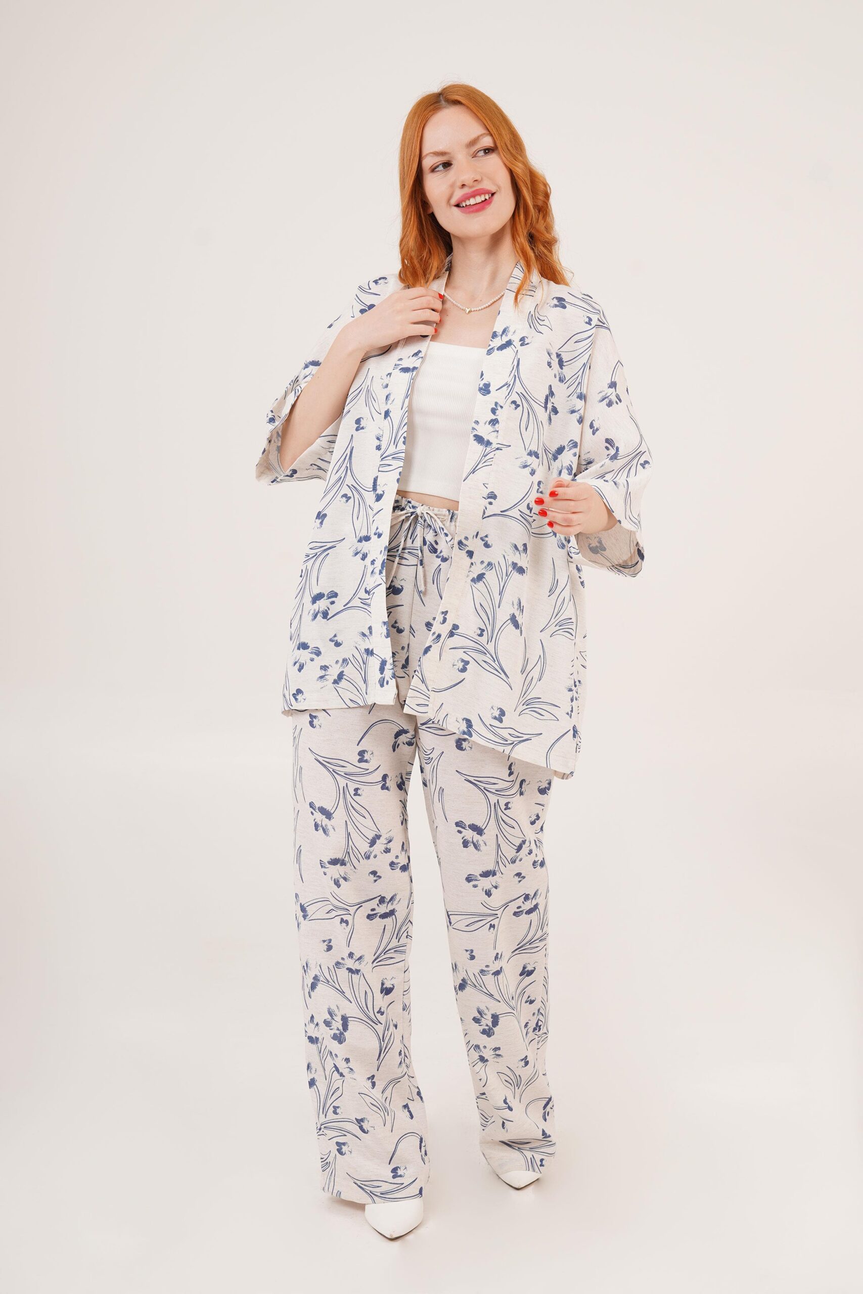 Wholesale Ecru Double Suit With Blue Floral Pattern – Brand: Lustrin – Women & Kids, Baby Clothes Wholesale – TheBS Women