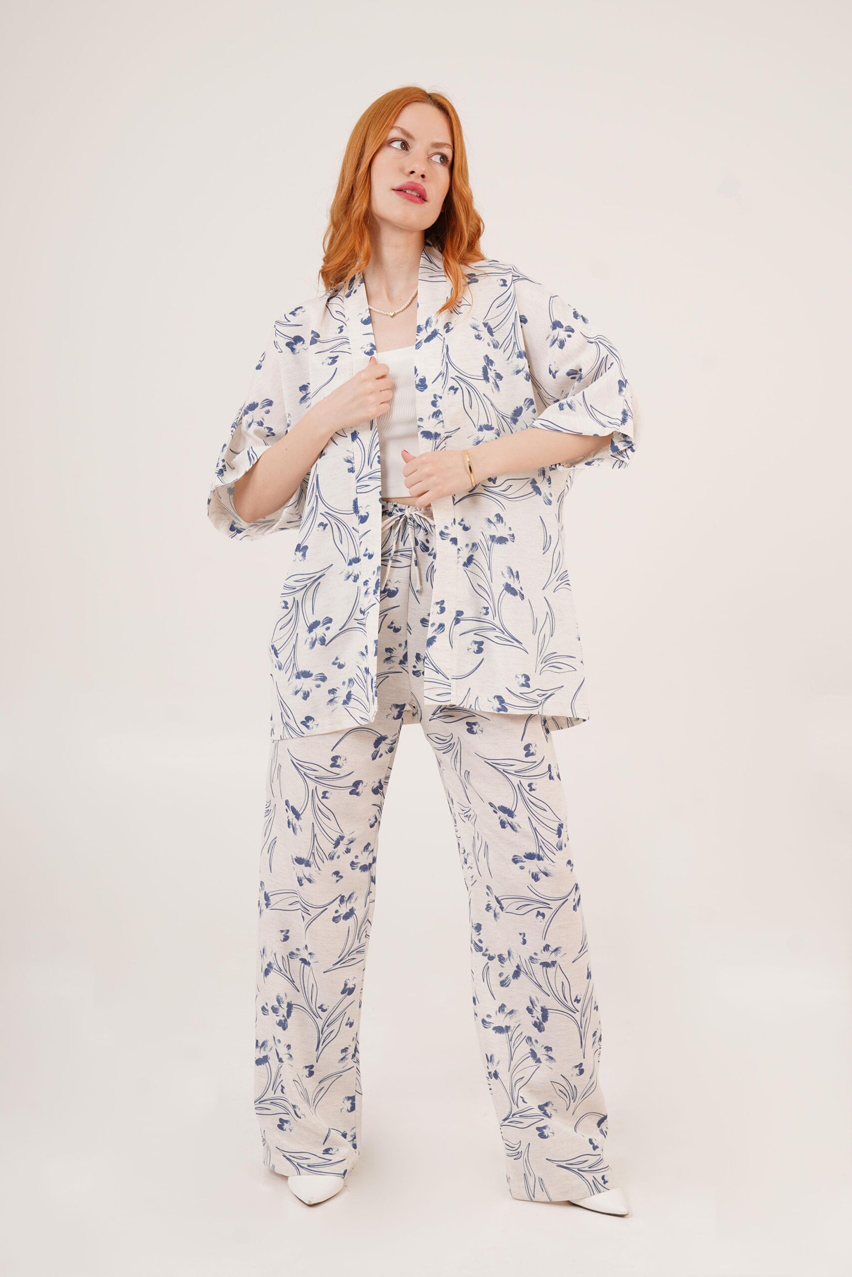 Wholesale Ecru Double Suit With Blue Floral Pattern – Brand: Lustrin – Women & Kids, Baby Clothes Wholesale – TheBS Women