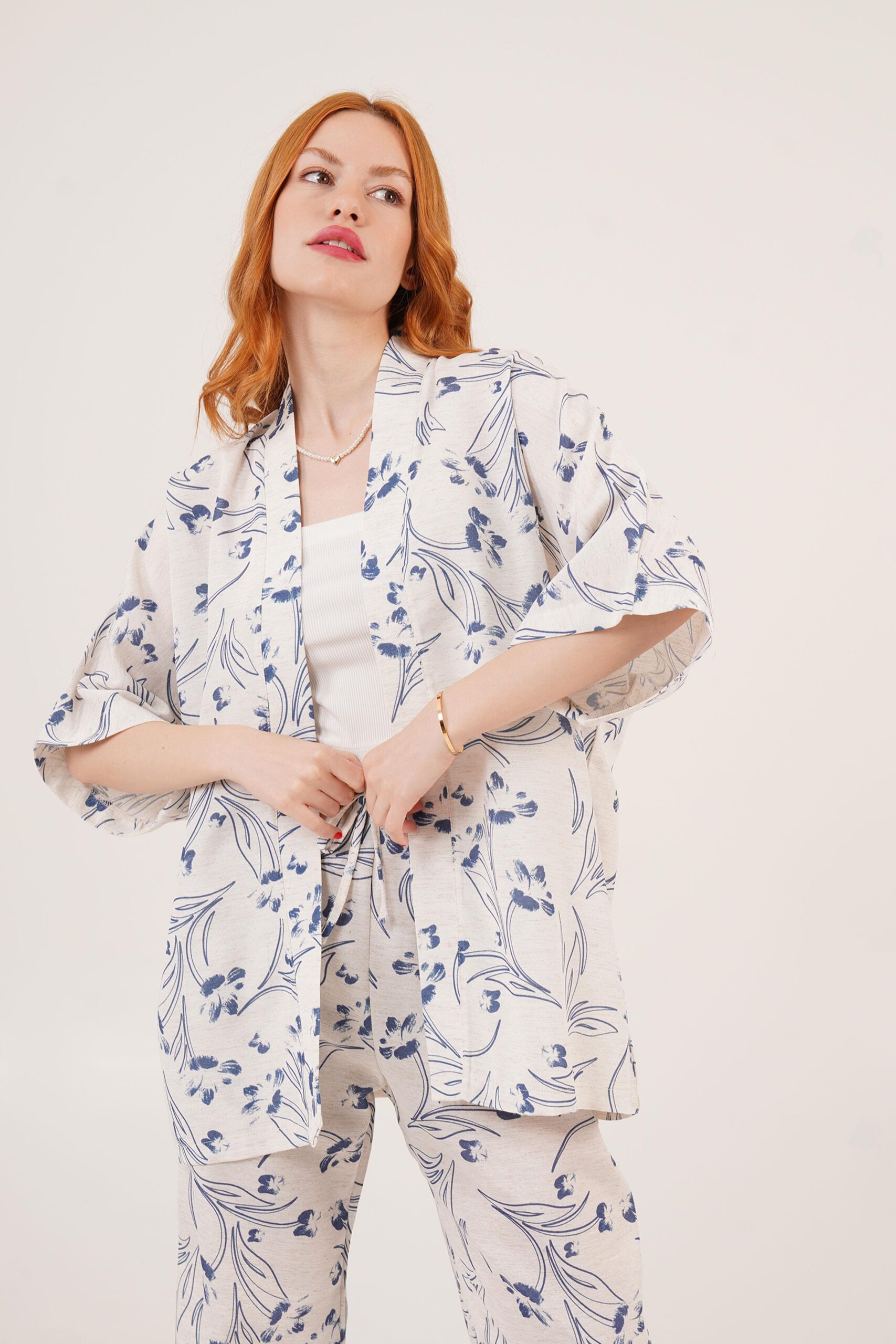 Wholesale Ecru Double Suit With Blue Floral Pattern – Brand: Lustrin – Women & Kids, Baby Clothes Wholesale – TheBS Women